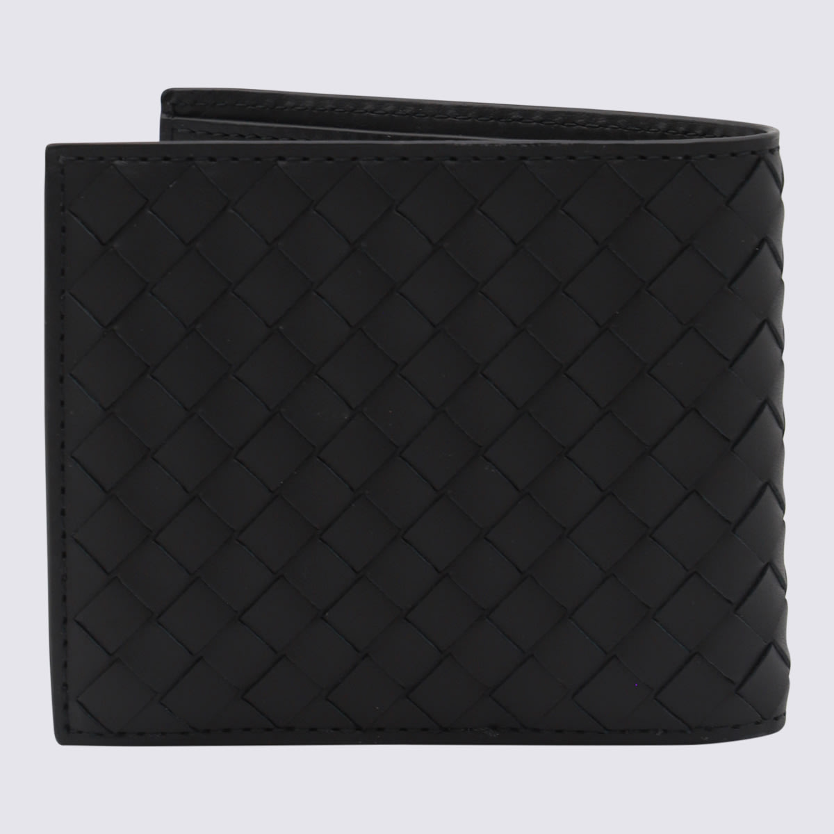 Shop Bottega Veneta Black And Silver Leather Wallet