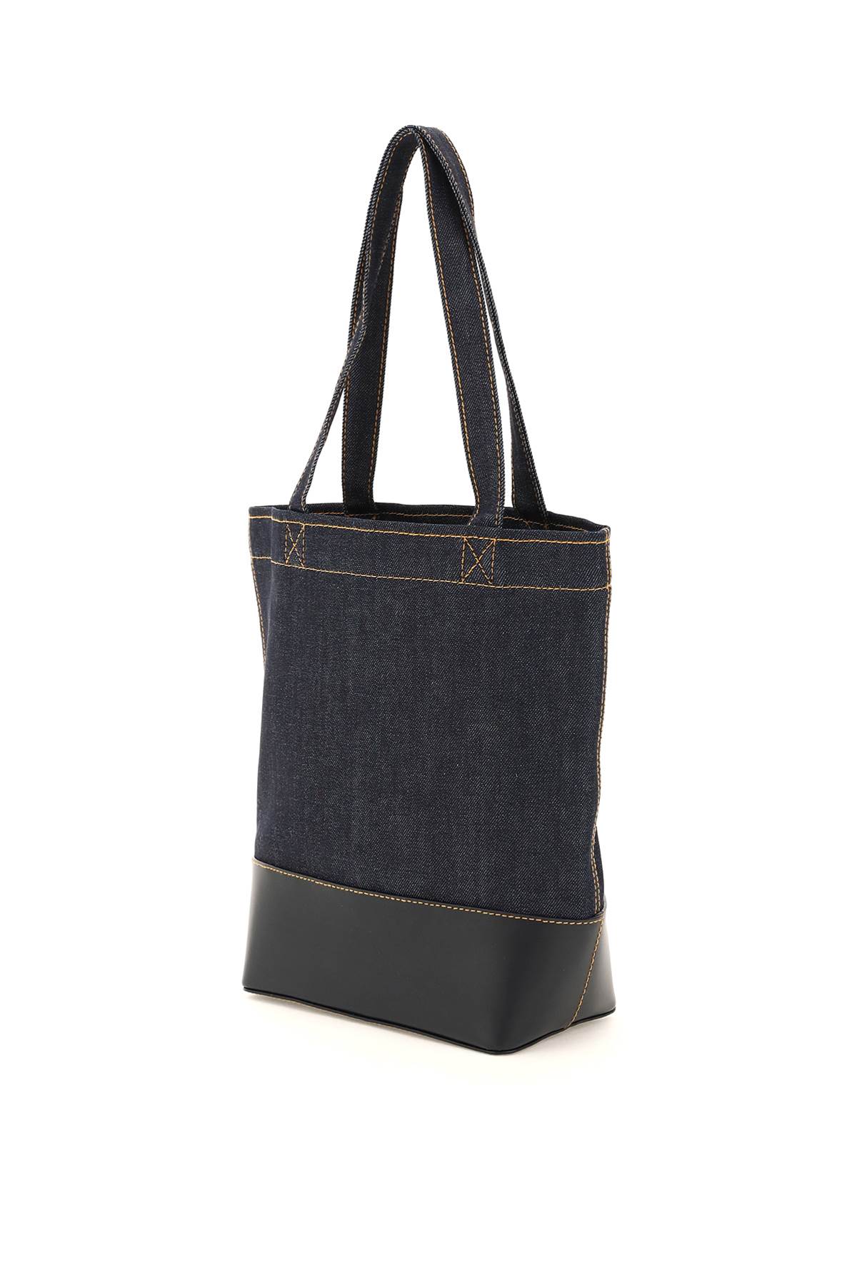 Shop Apc Axel Small Denim Tote Bag In Dark Navy (blue)