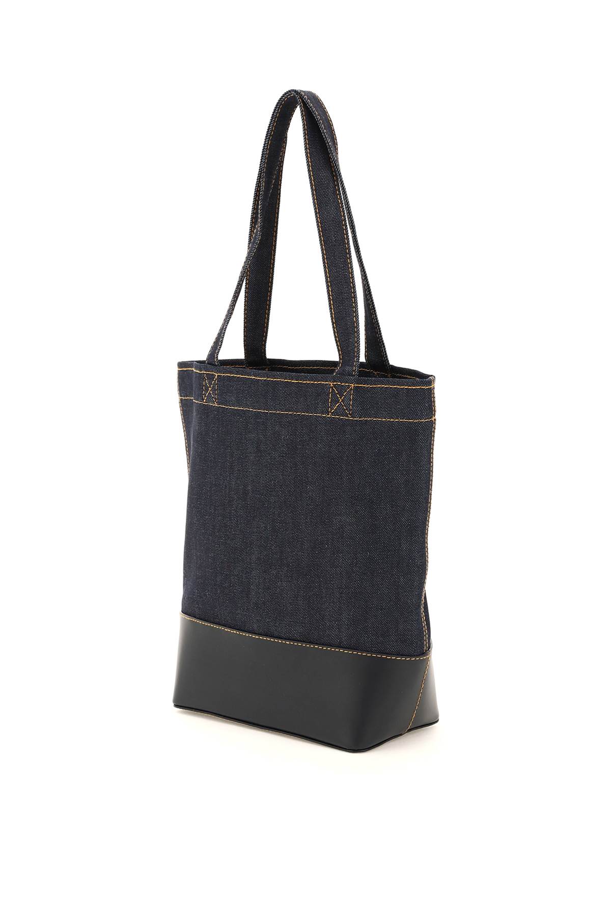 Apc Tote Ninon Small Leather Shopping Bag In Blue
