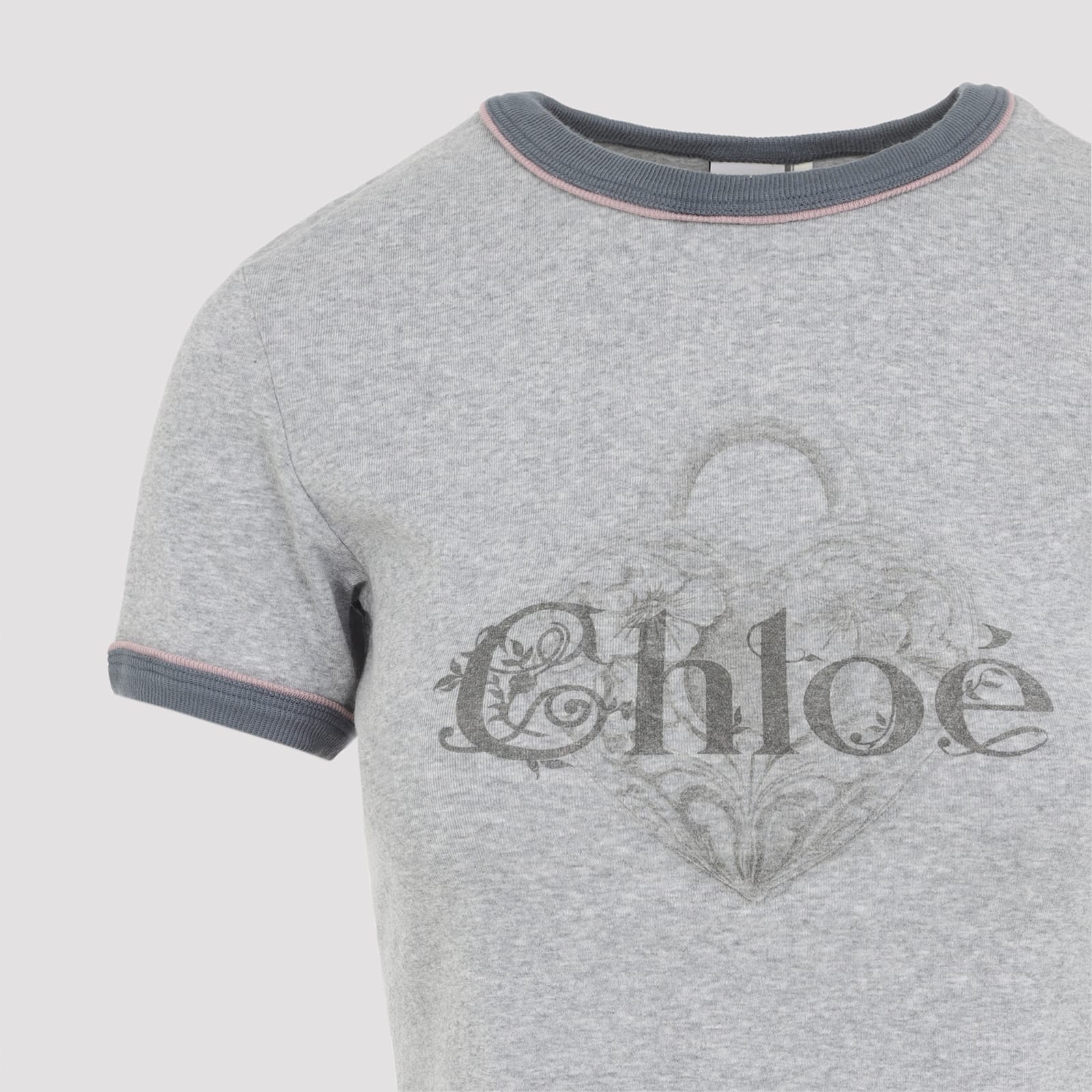Chloé Baby Fit Logo T-shirt In Cotton Jersey In Gray