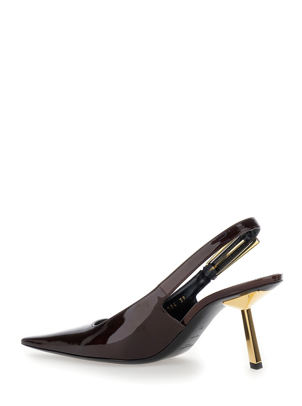 Shop Saint Laurent Lee Bordeaux Slingback Pumps With Geometric Stiletto Heel In Leather Woman