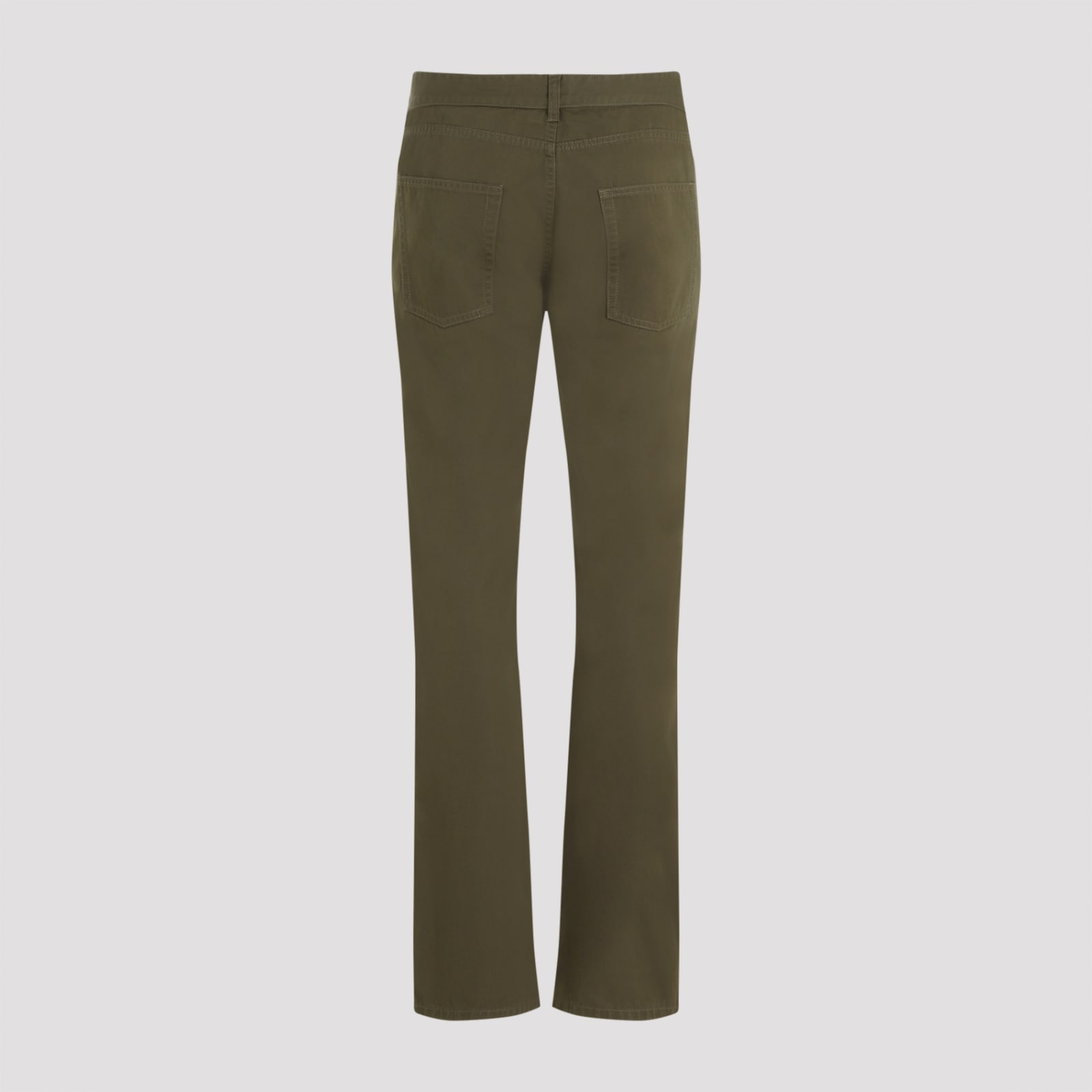 Shop Saint Laurent Slim Fit Pants In Authentic Kaki