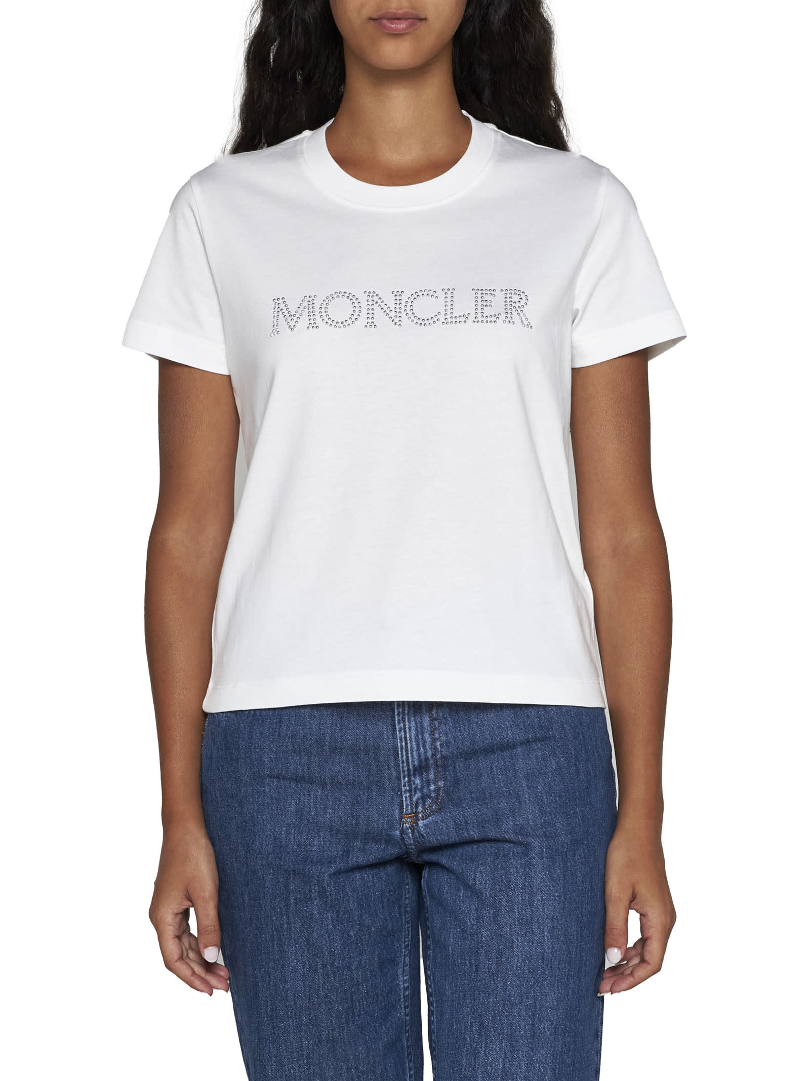 T-shirt Moncler Grey size S International in Cotton - 21588653
