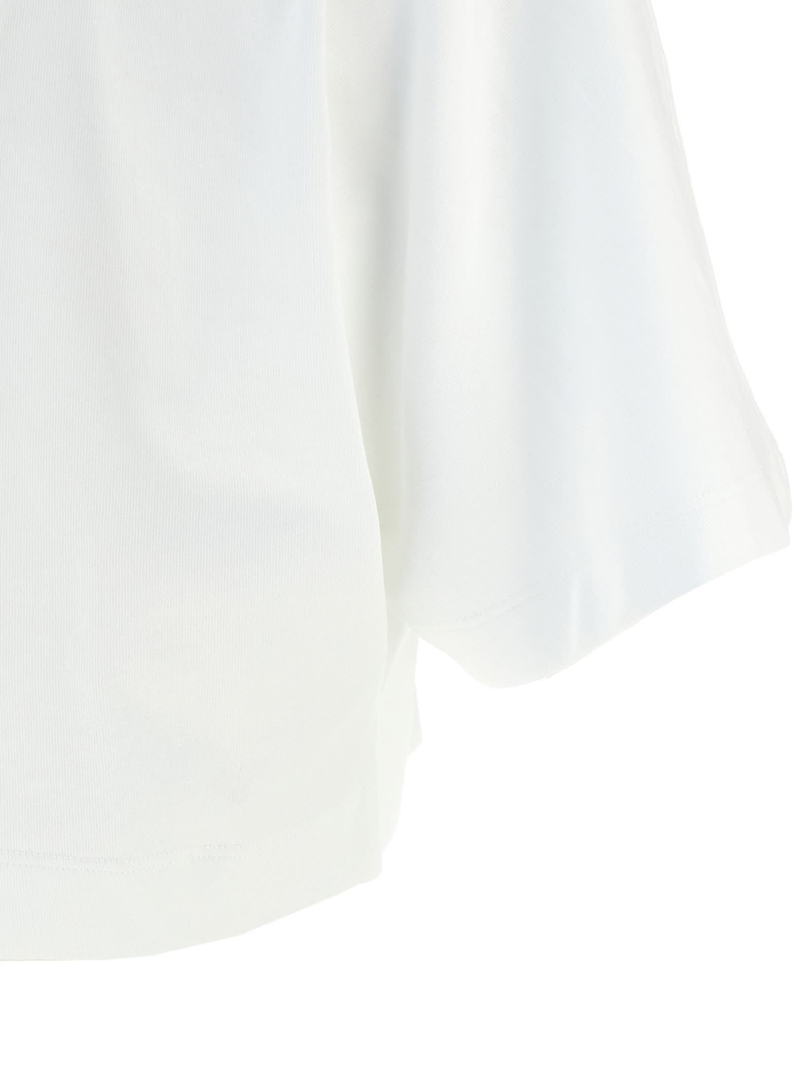 Pinko Short-sleeved Crop Top With Padded Shoulders In White