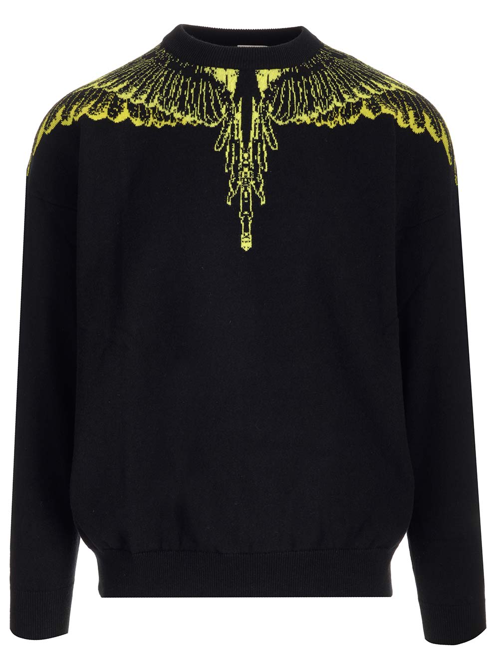 Shop Marcelo Burlon County Of Milan Icon Wings Sweater In Black Lime