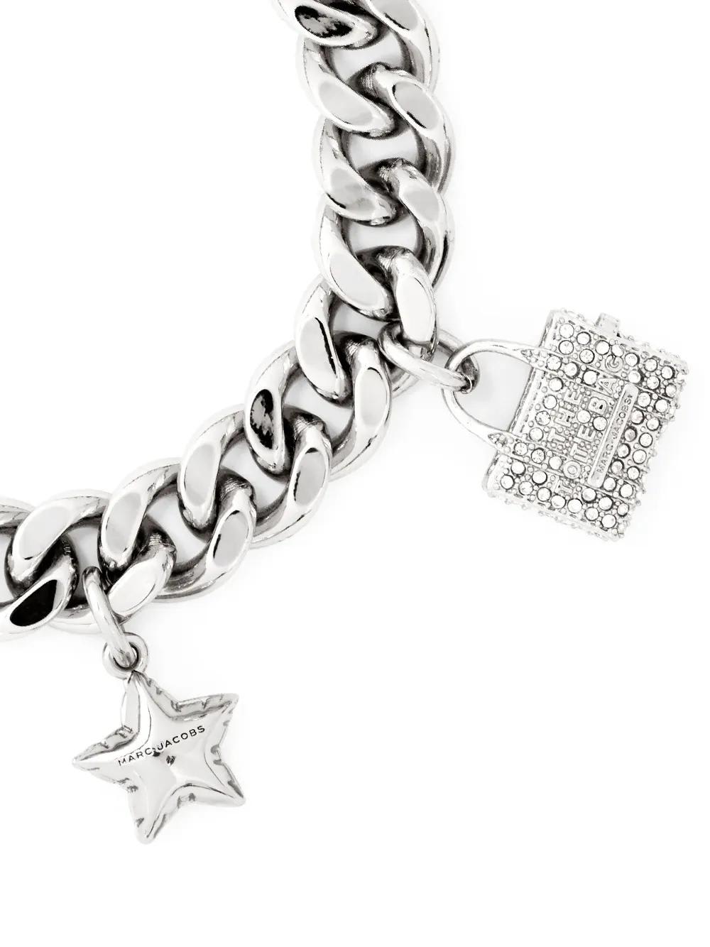 Marc Jacobs Womens Silver/crystal The Mini Icon Pave Charm Bracelet In Silver