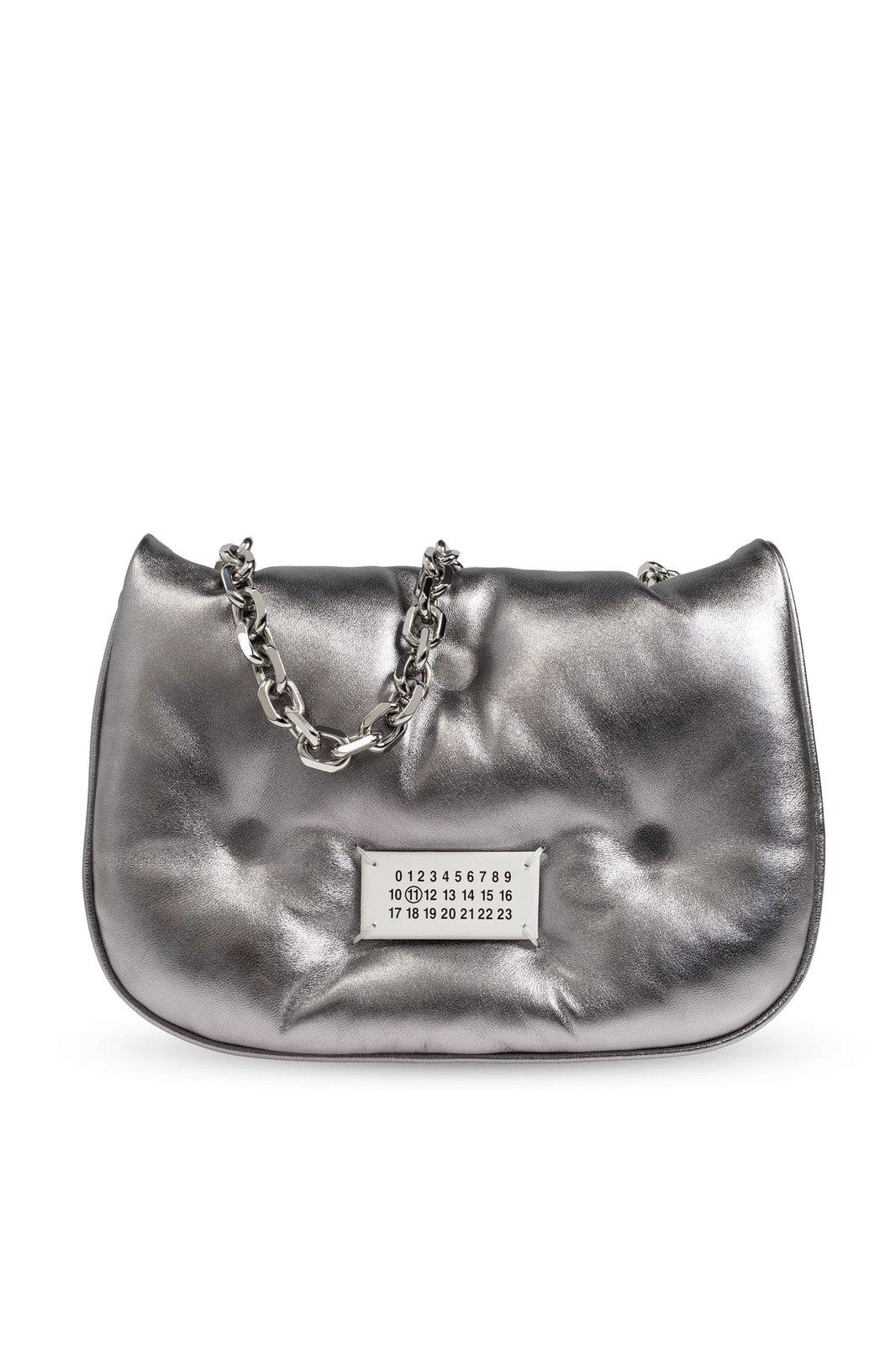 Shop Maison Margiela Glam Slam Micro Hobo Bag In Metallic Grey