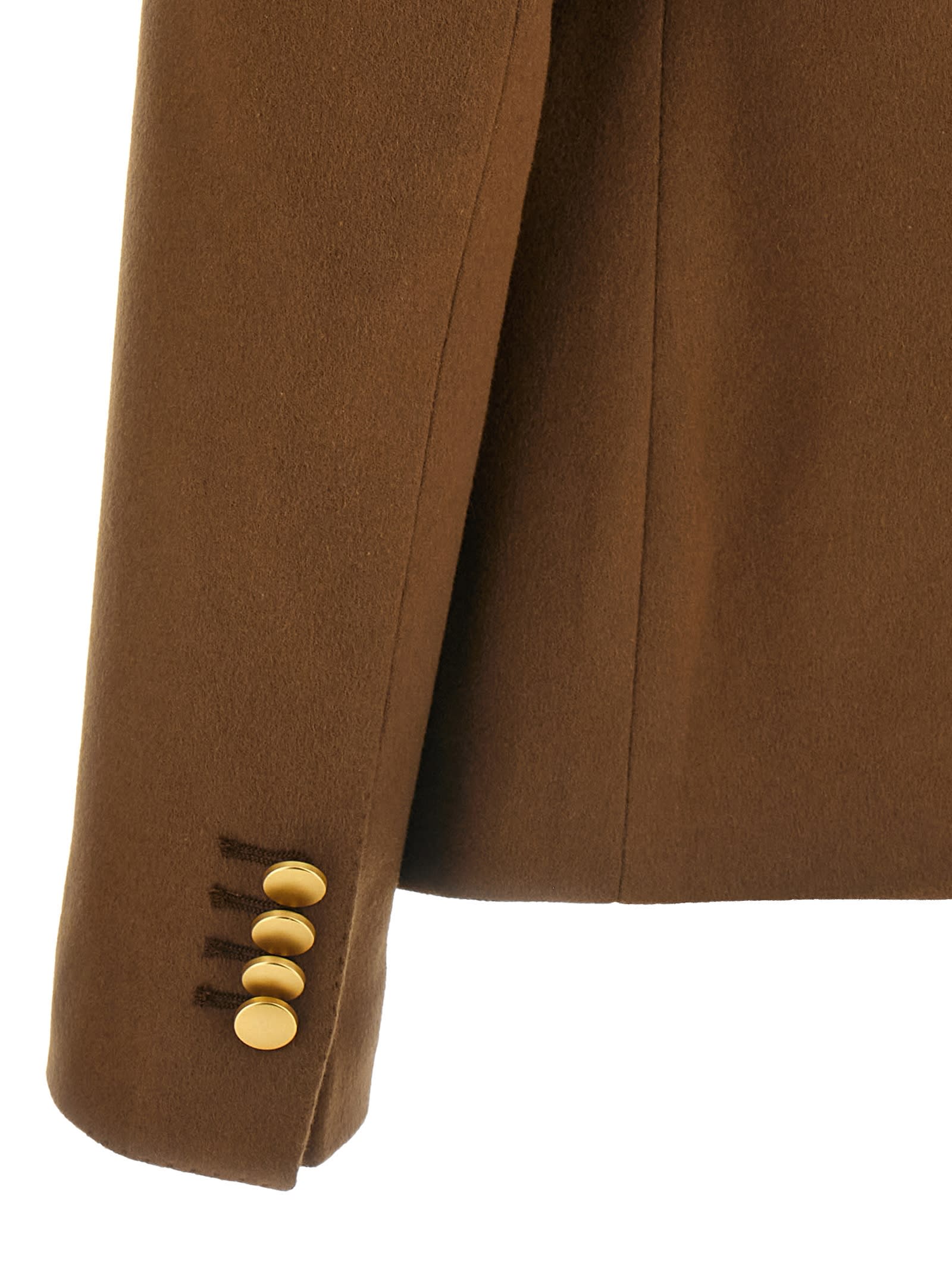 Tagliatore Double-breasted Peak-lapel Blazer In Brown
