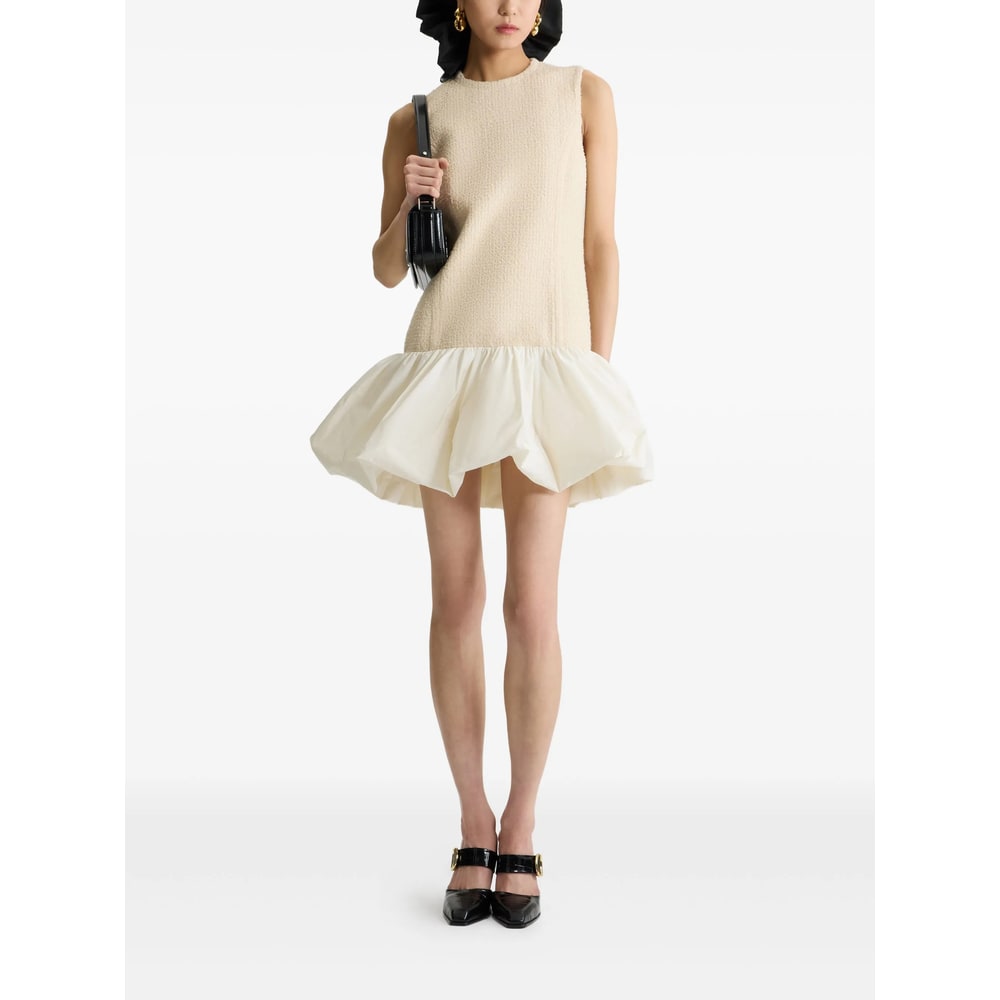 Patou Tweed And Faille Minidress In Neutral