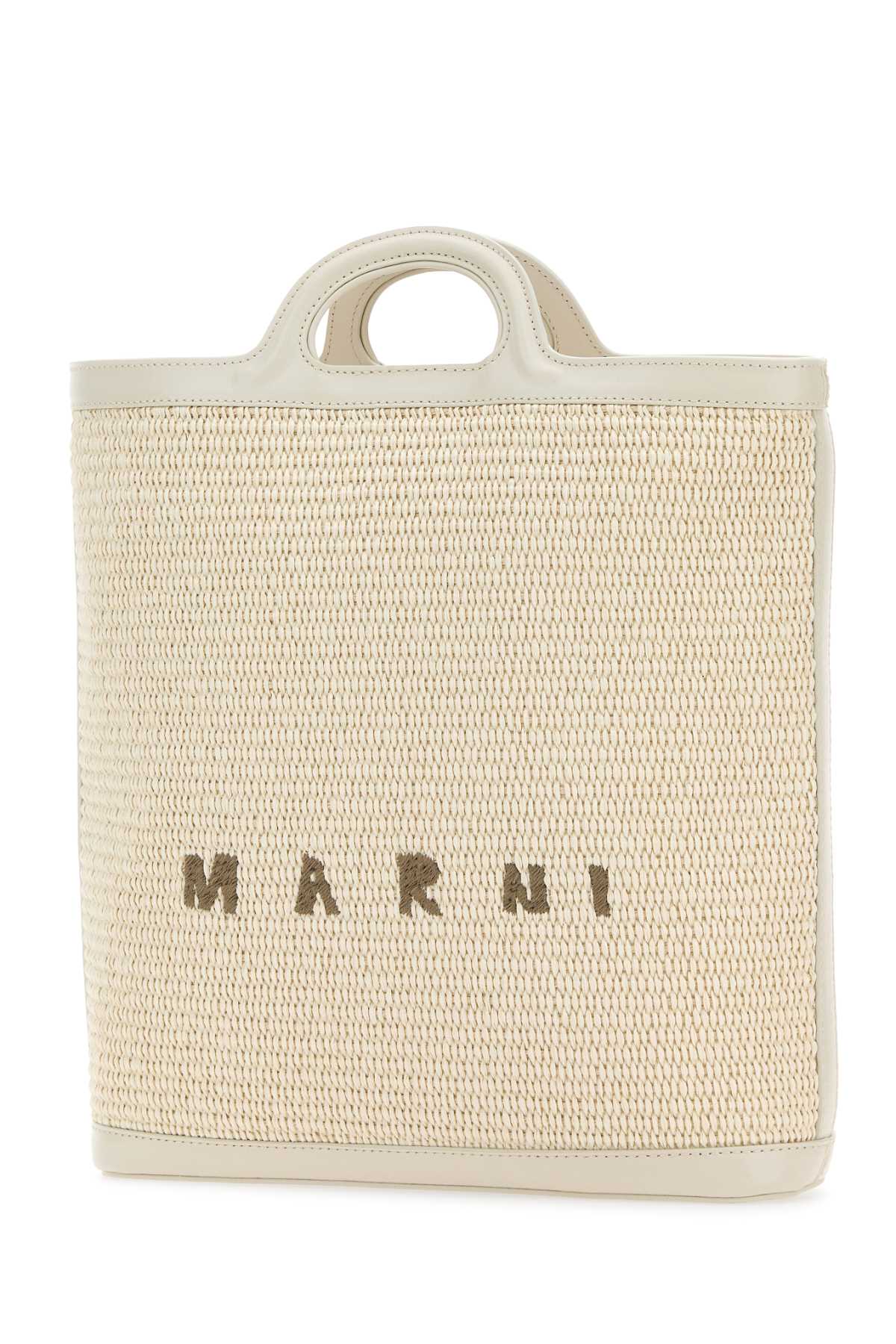 Shop Marni Ivory Raffia And Leather Tropicalia Bucket Bag In Shell