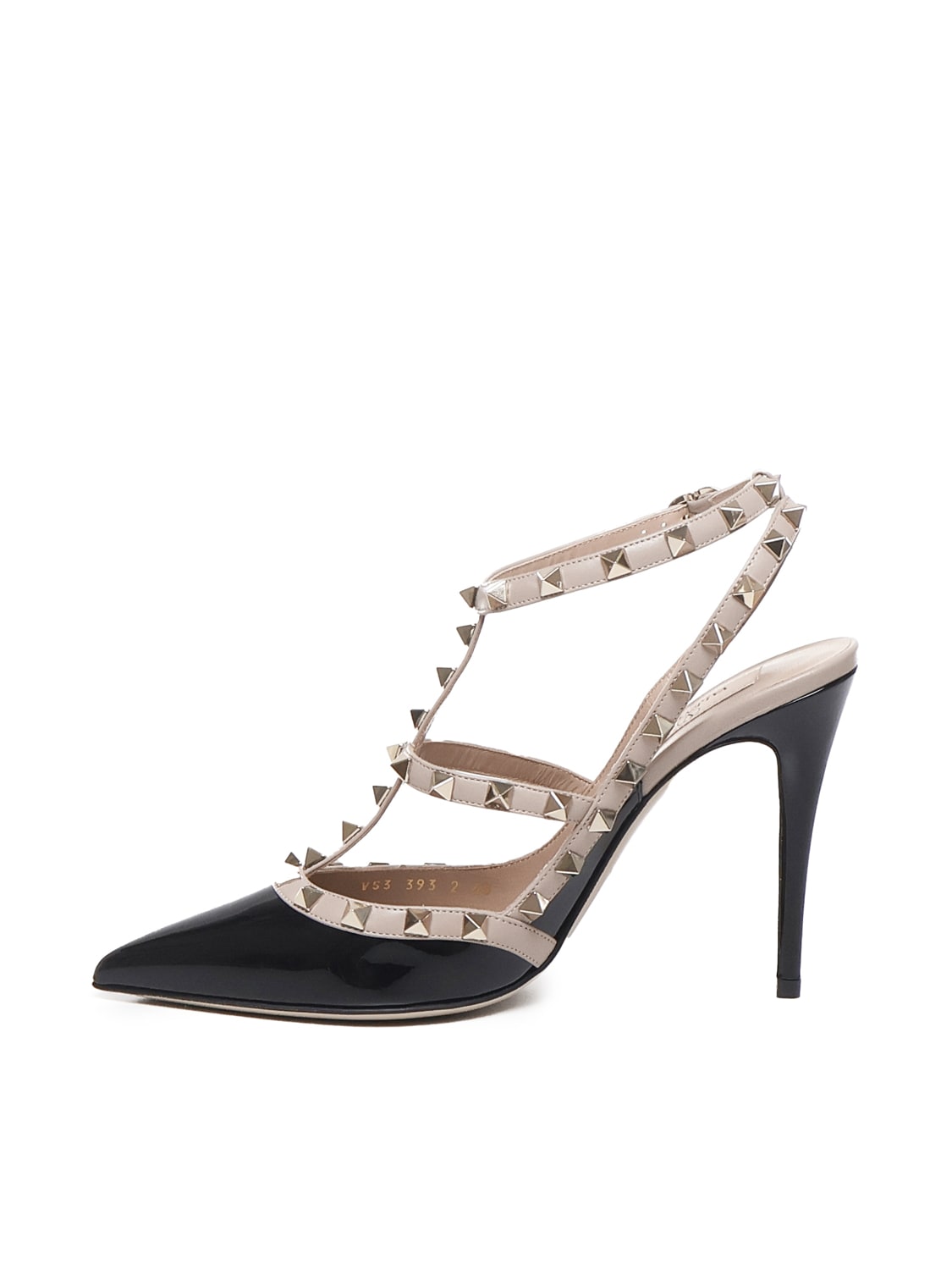 Shop Valentino Rockstud Décolleté In Smooth Leather In Black, Beige