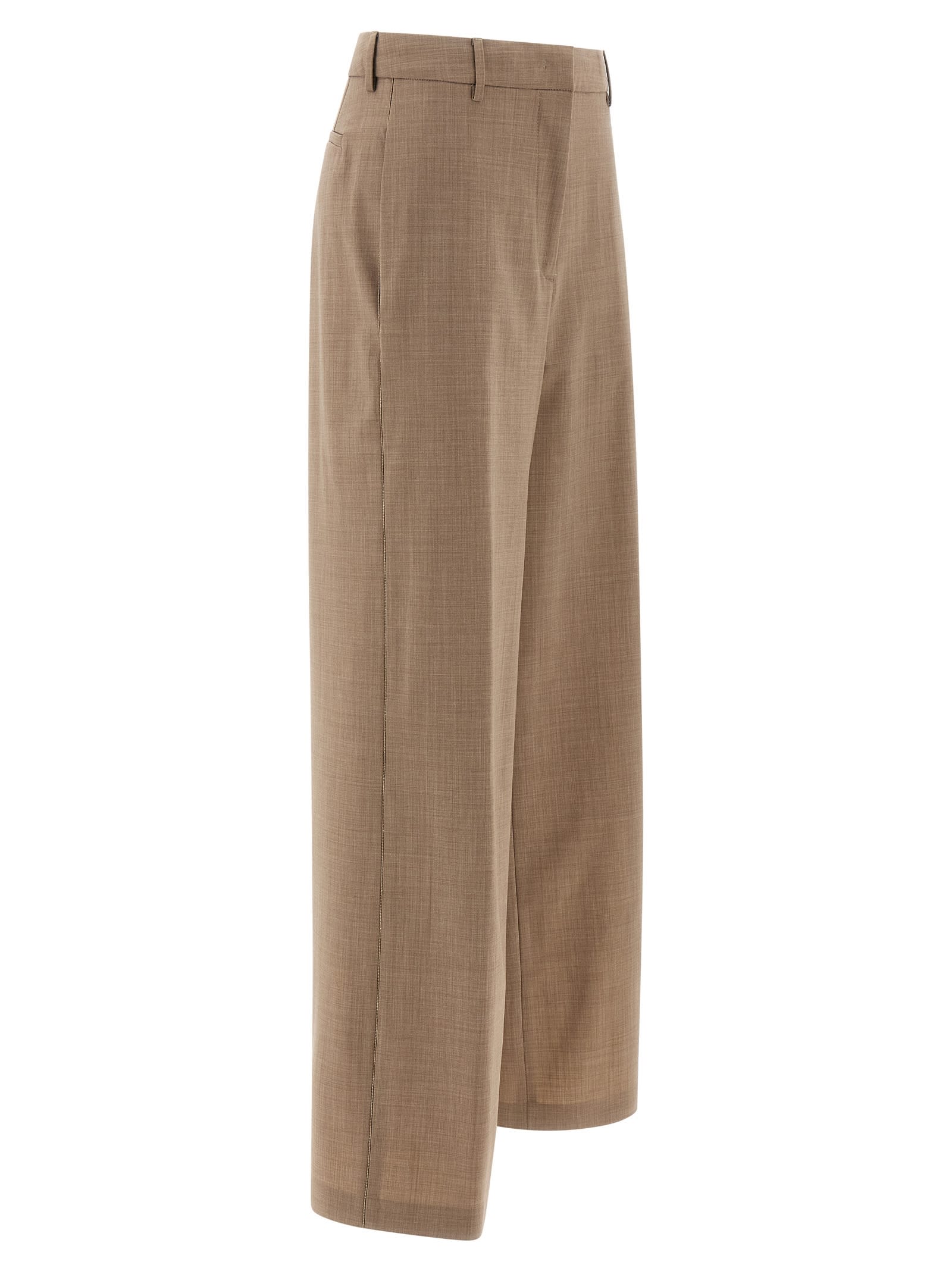 Fabiana Filippi Beige Mlange Wool Pants In Multi