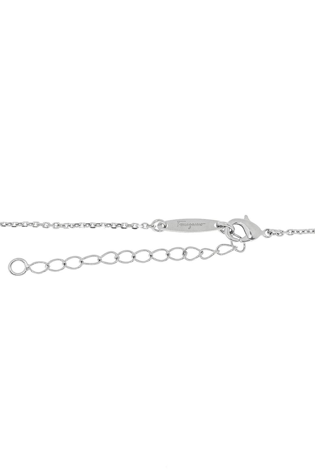 Ferragamo Women Collana Gancio Con Cristalli In Metallic