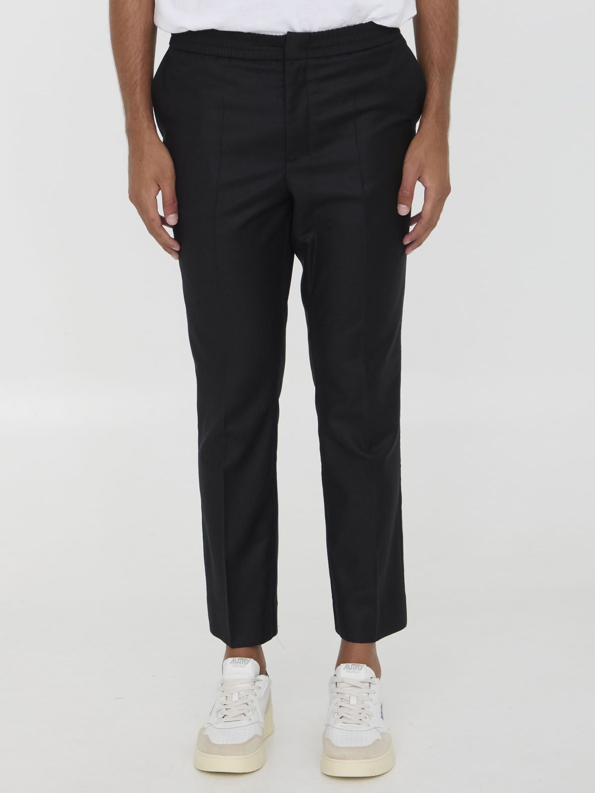 Shop Ami Alexandre Mattiussi Ribbed Waist Trousers In Black