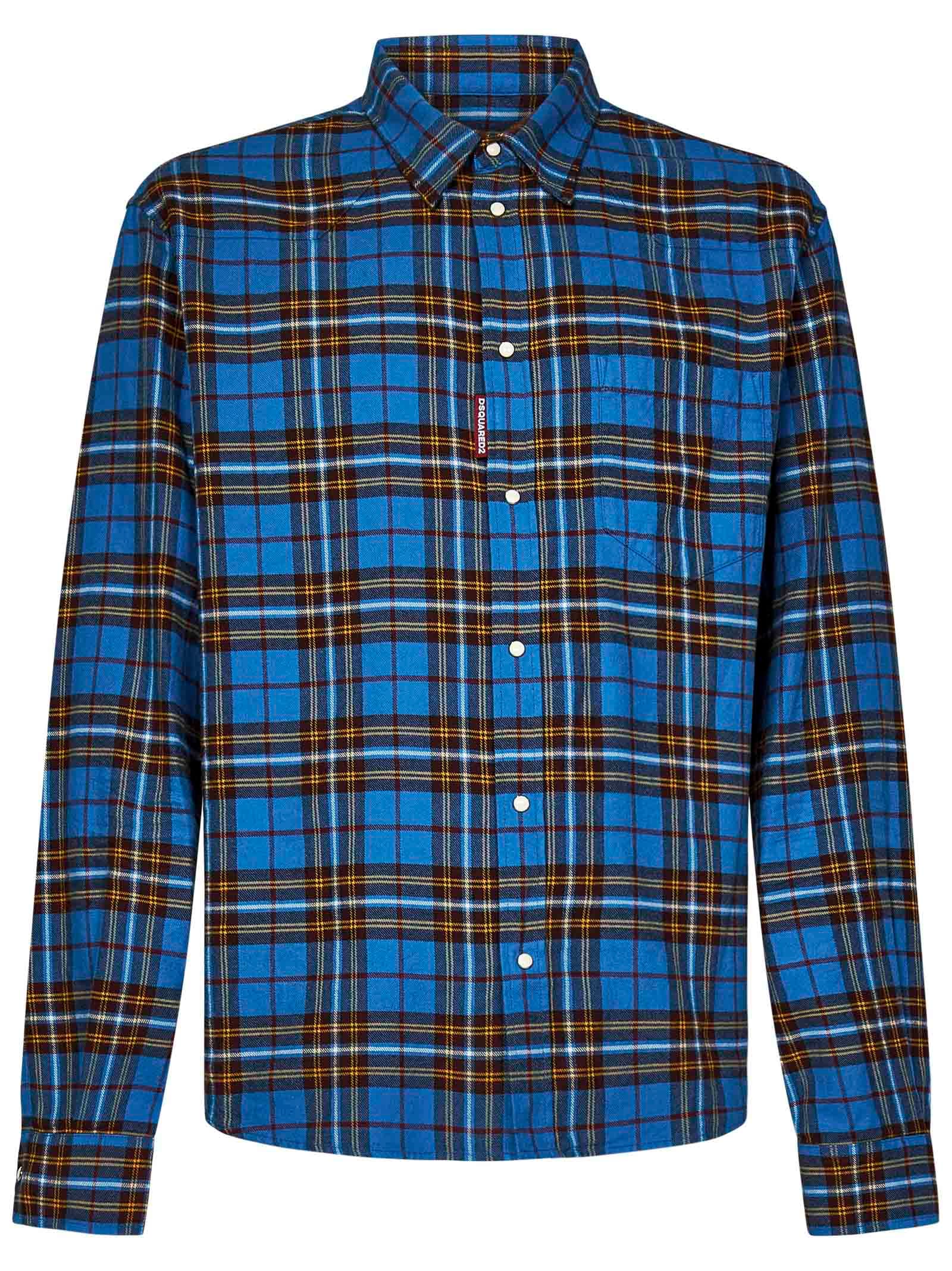 Shop Dsquared2 Canadian Check Flanel Shirt In Blue