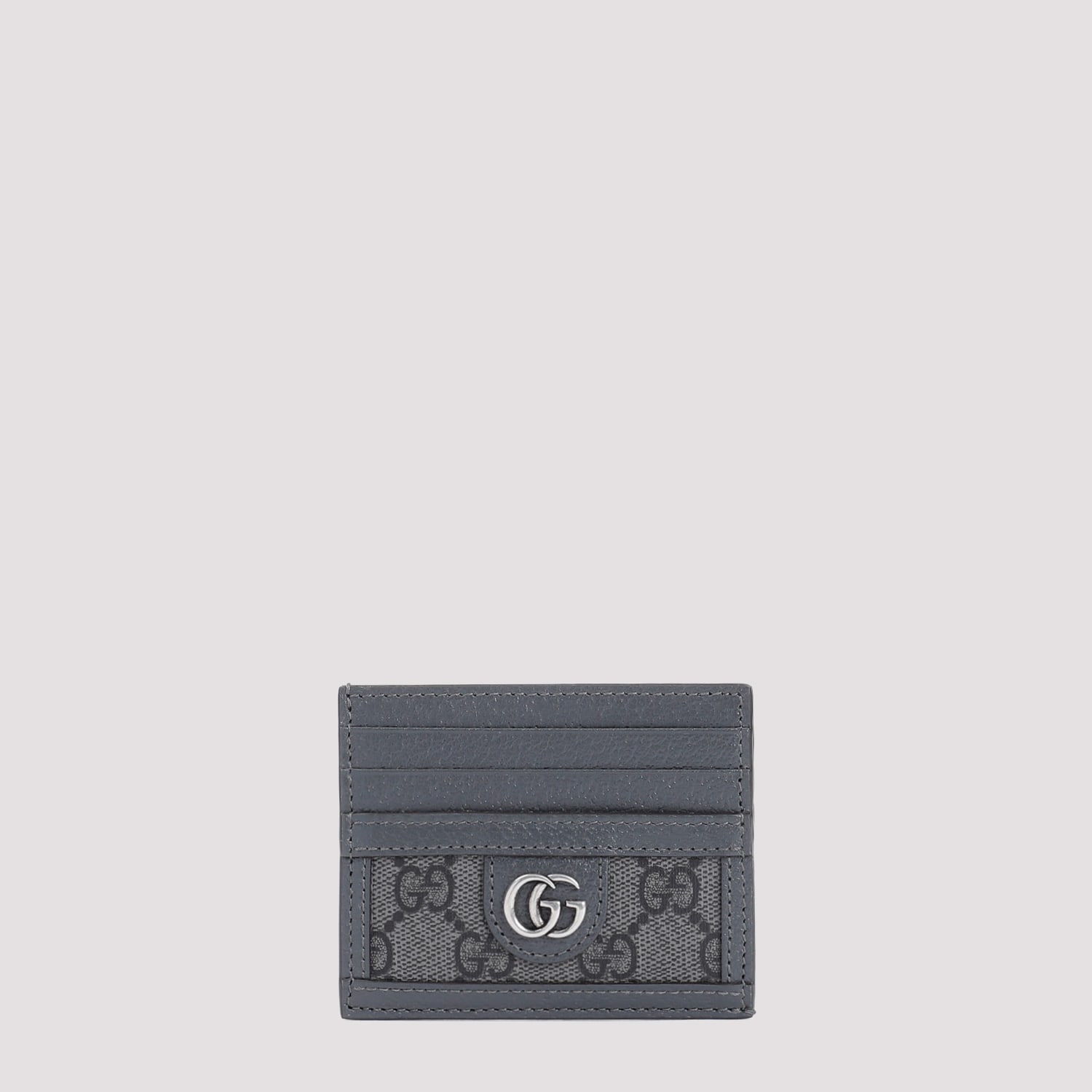 Shop Gucci Gg Supreme Card Case In Grey Black Grap.grey