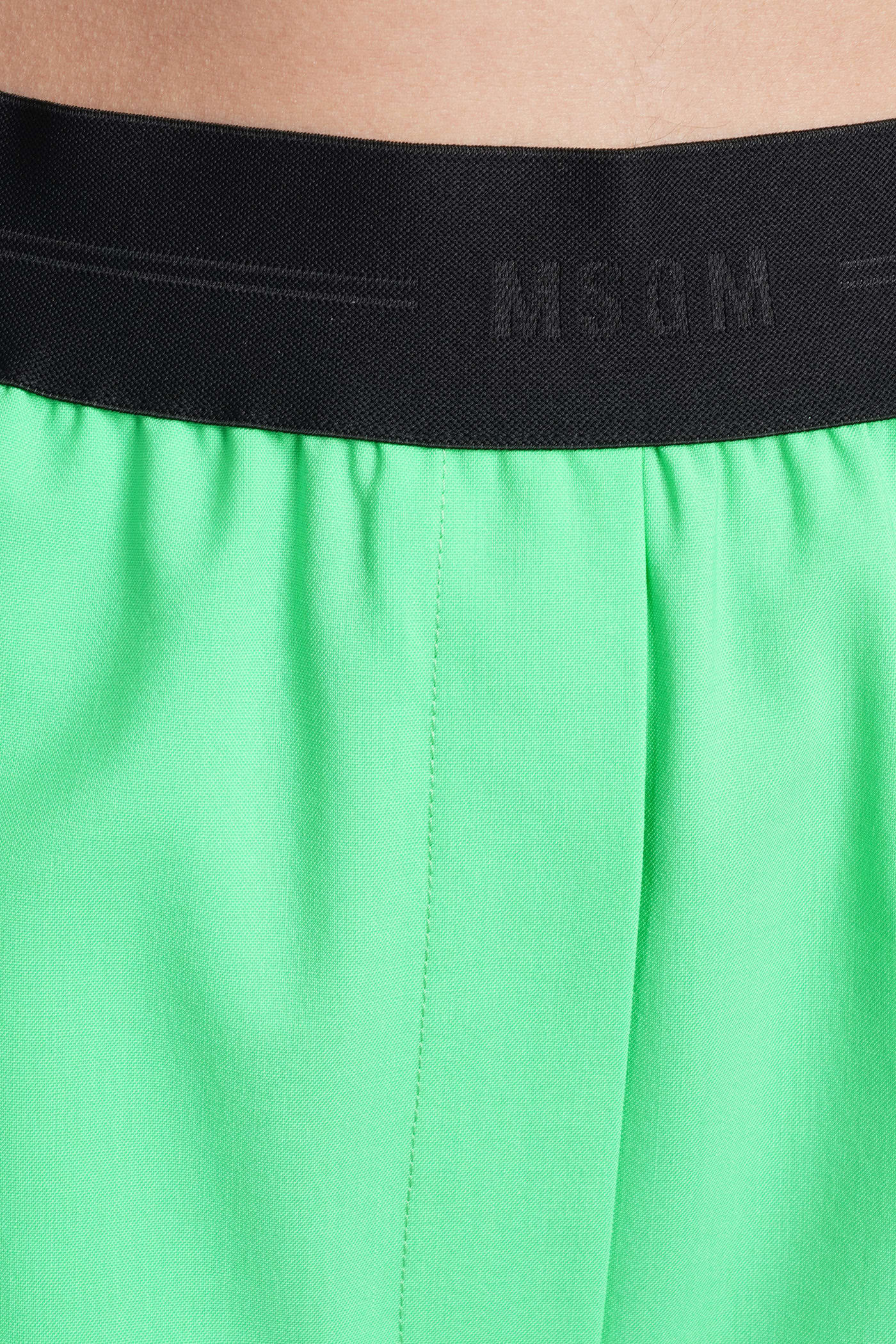 Shop Msgm Shorts In Green Wool
