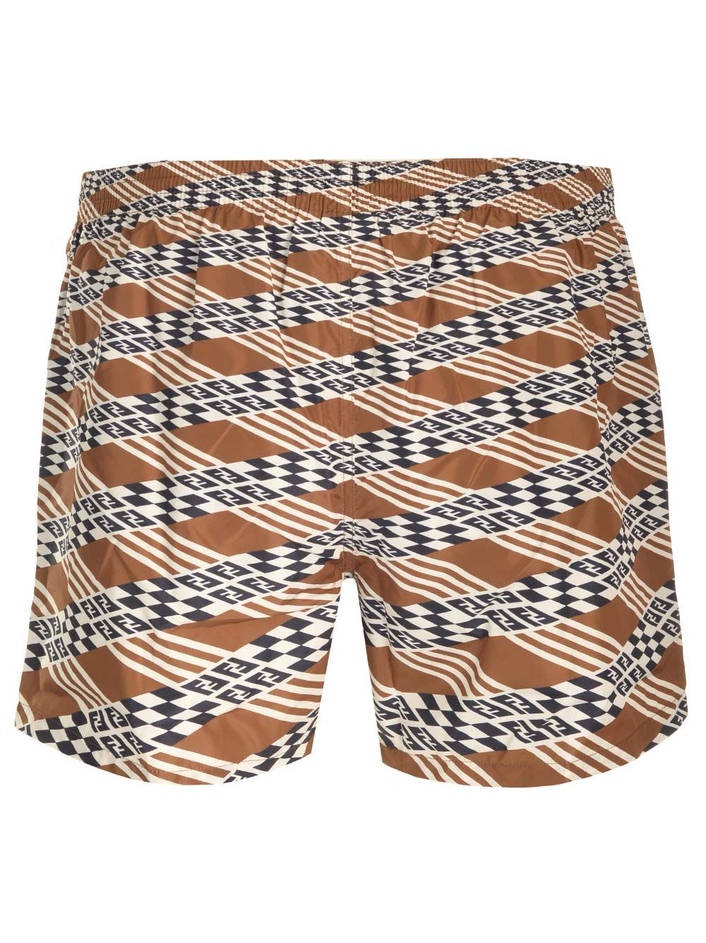 Shop Fendi Swim Boxer In Brown