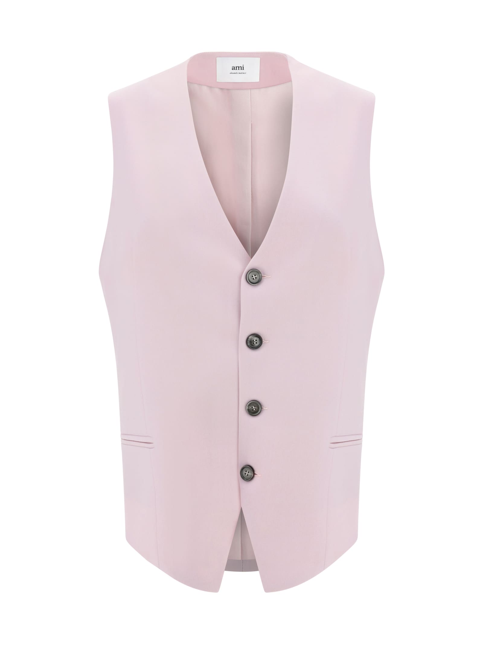 Shop Ami Alexandre Mattiussi Vest In Powder Pink