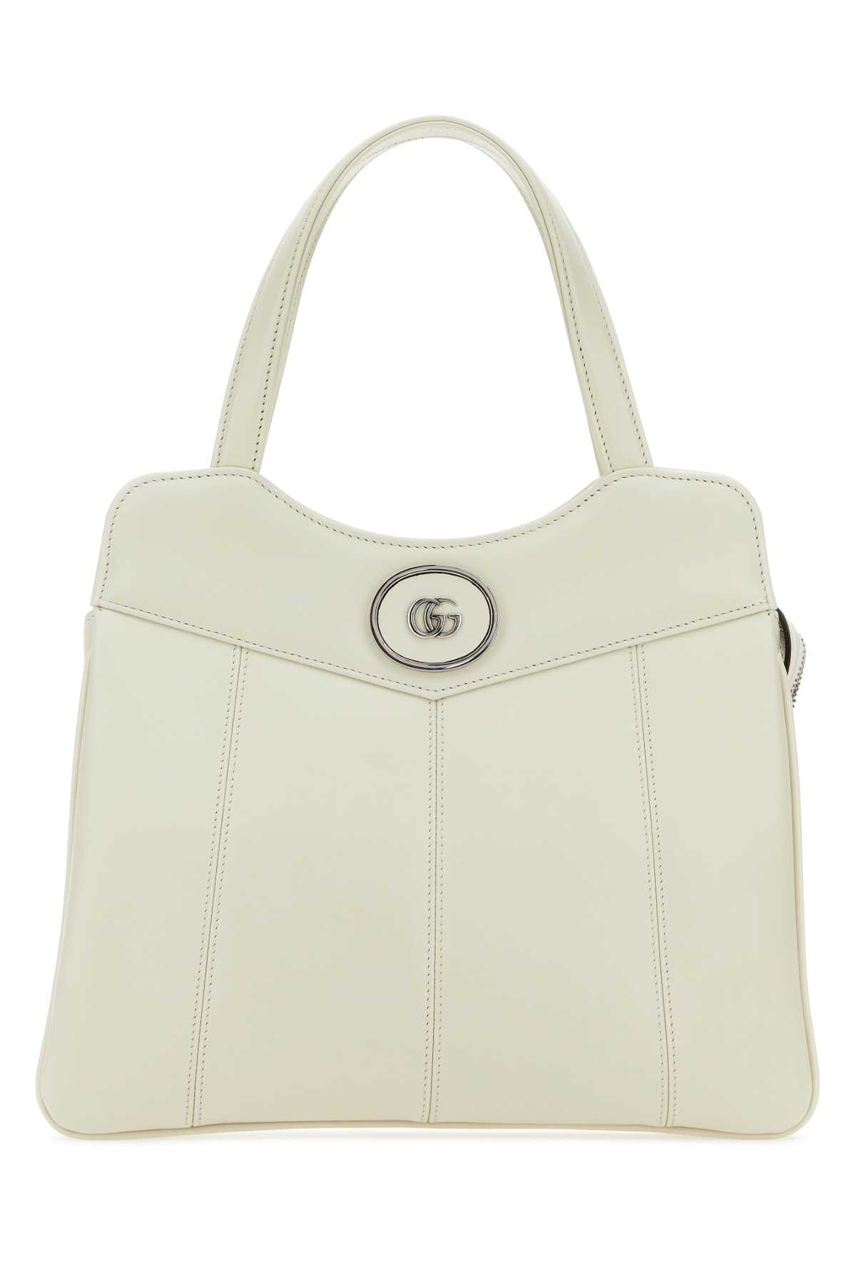 Shop Gucci Chalk Leather Small Petite Gg Handbag In 9022