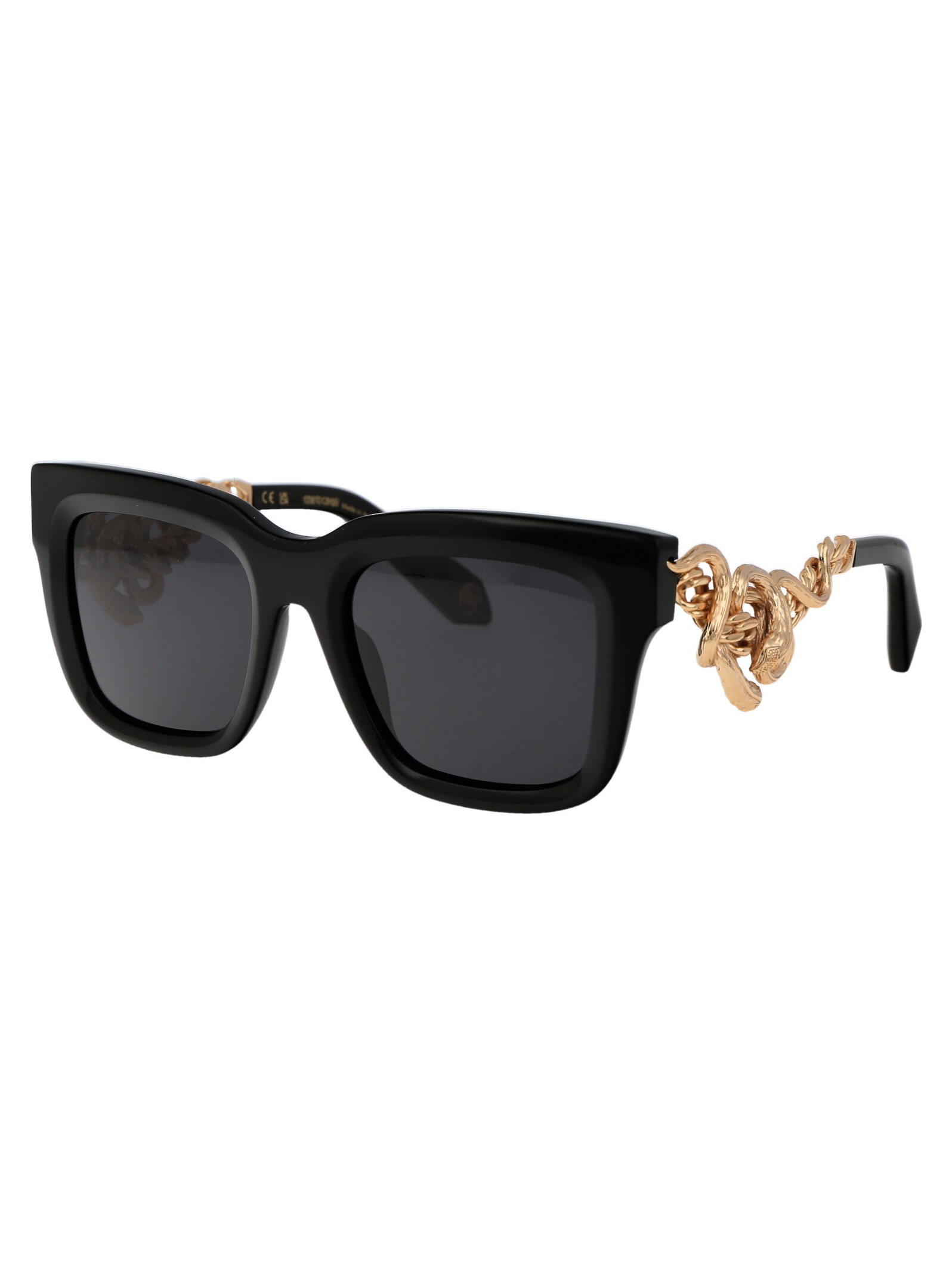 Shop Roberto Cavalli Src041m Sunglasses In 0700 Black