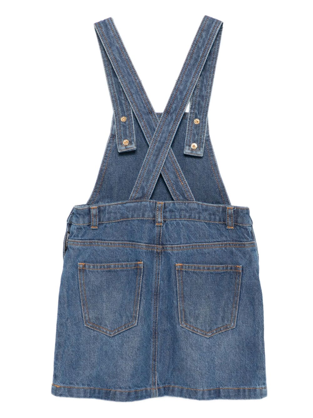 Moschino Kids Embroidered Dungarees In Blue