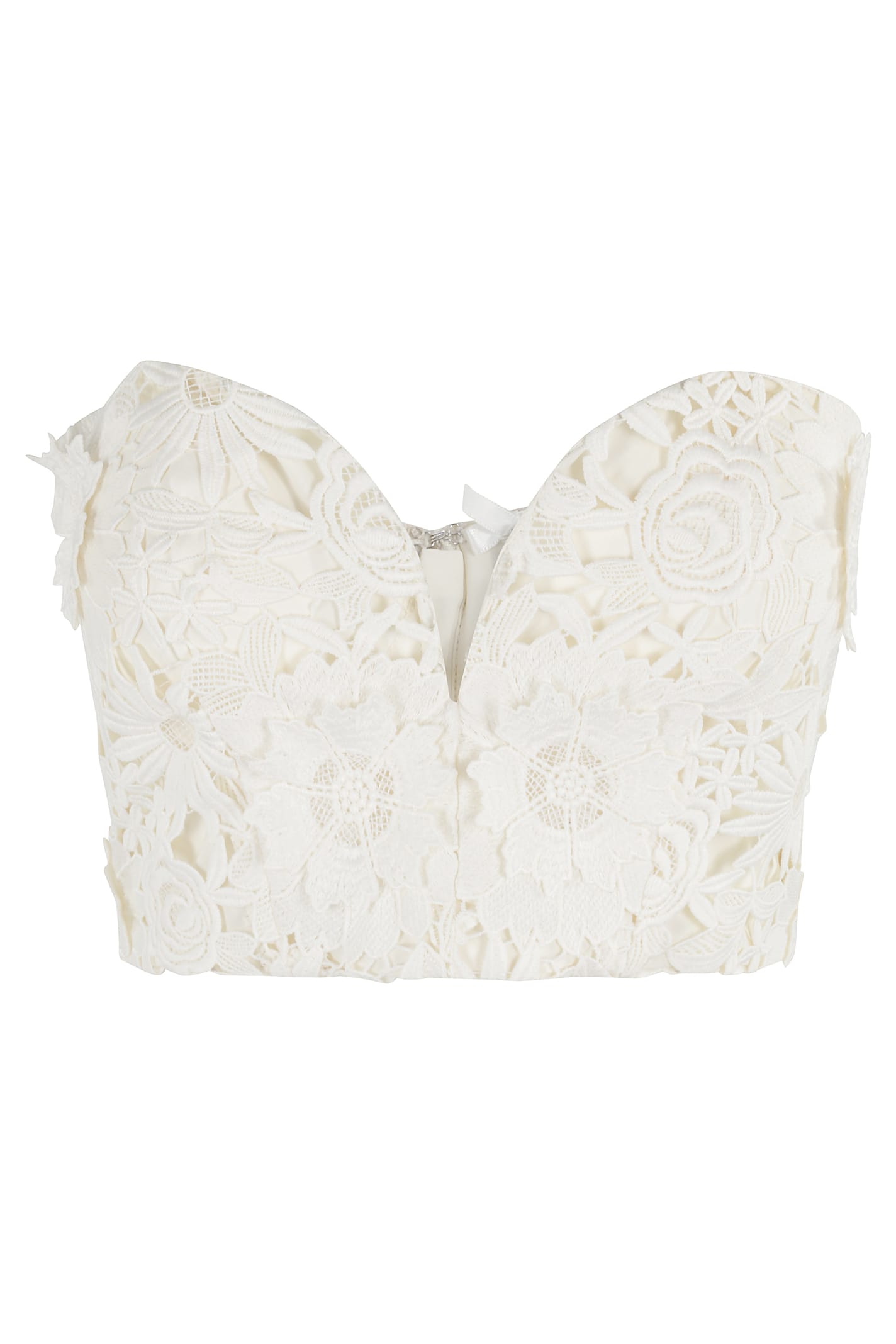 Rotate Birger Christensen Rotate 3d Lace Corset Top With Sweetheart Neckline