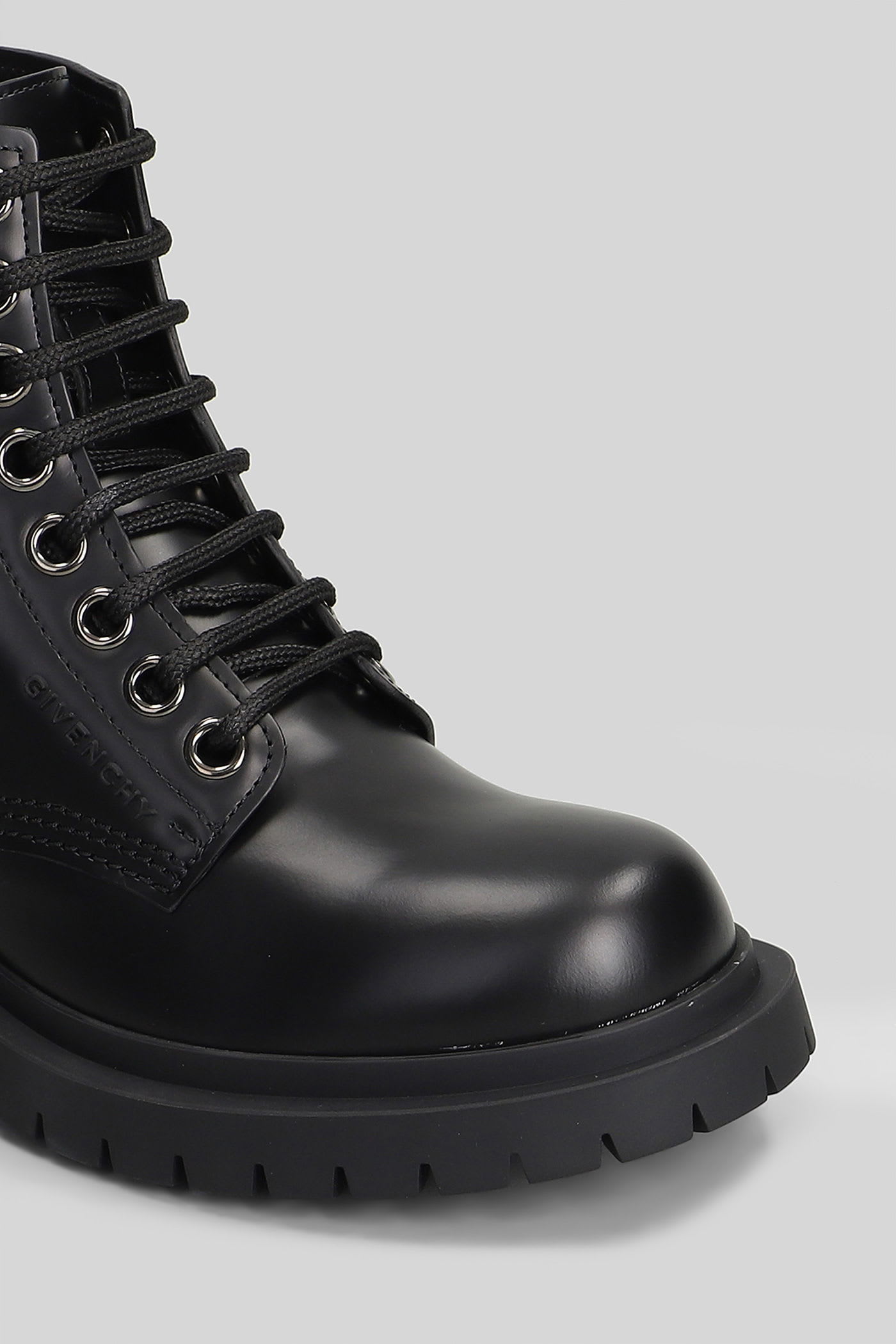 Givenchy Lace Up Boot Combat Boots In Black Leather In Black
