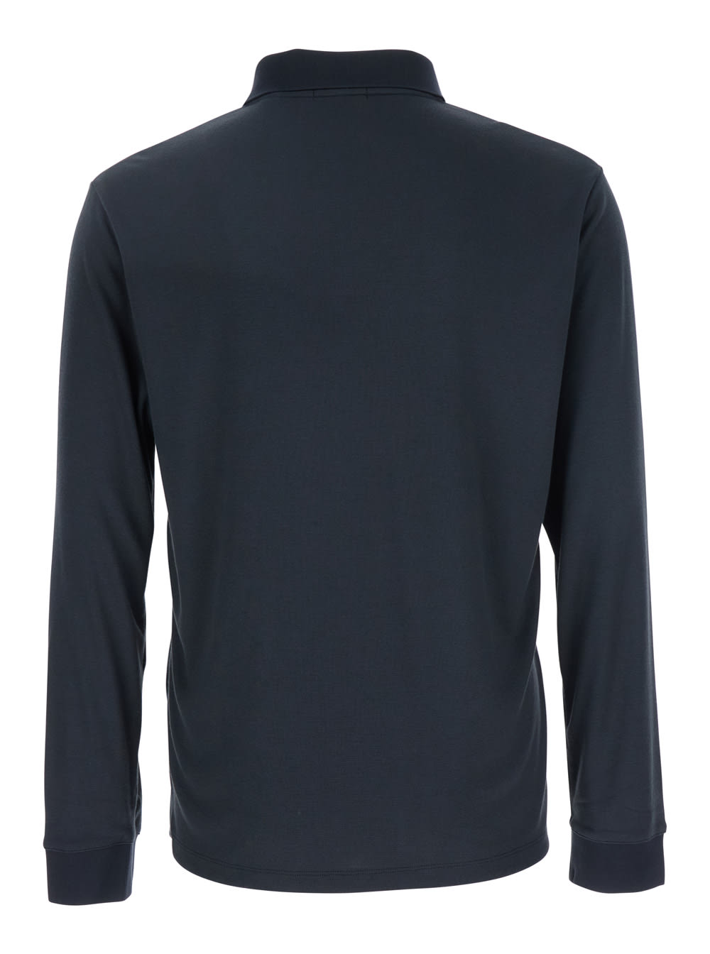 Theory 'goris' Blue Polo Shirt With Classic Collar And Long Sleeves In Black