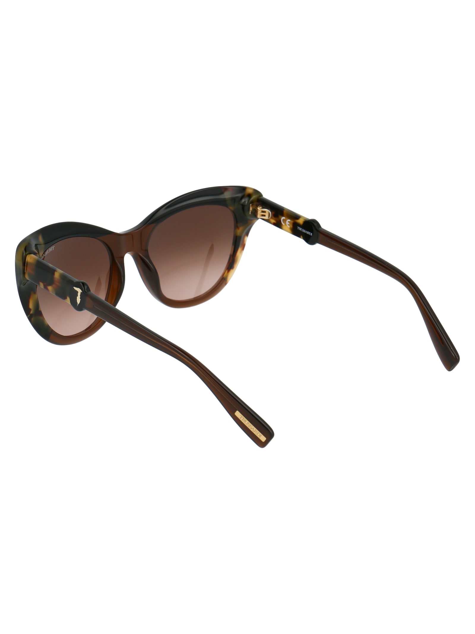 Shop Trussardi Str294 Sunglasses In 0agg Brown
