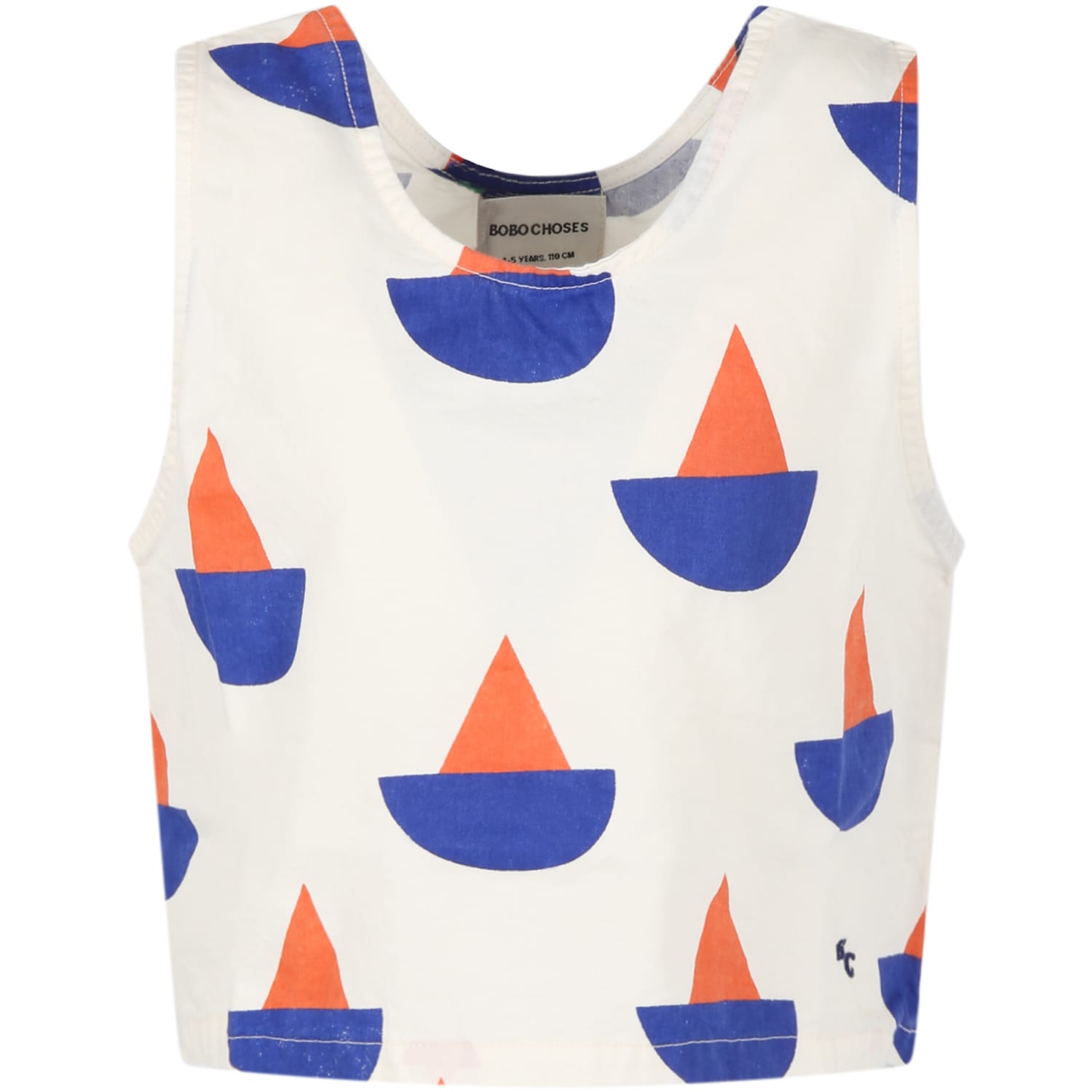 Bobo Choses White Tank Top For Girl With Multicolor Print All-over And Logo In White