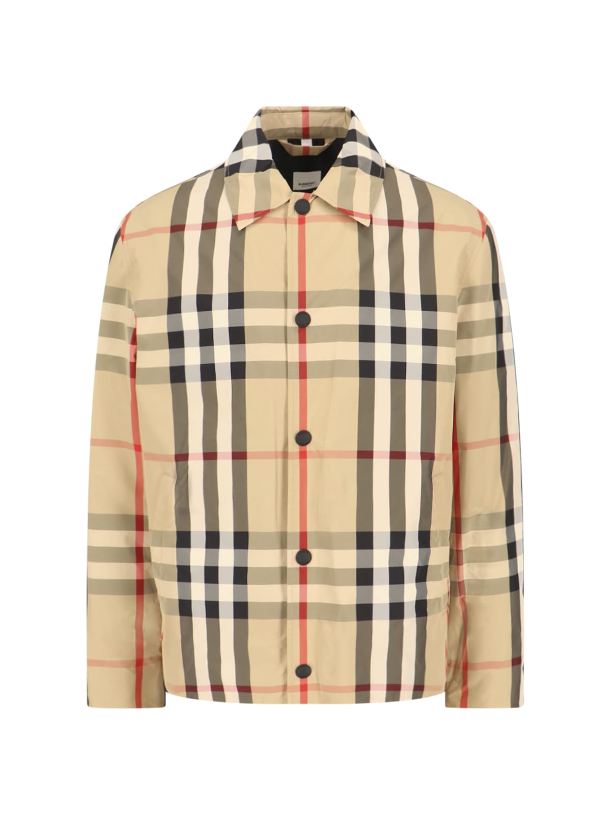 Shop Burberry Check Shirt Jacket In Beige