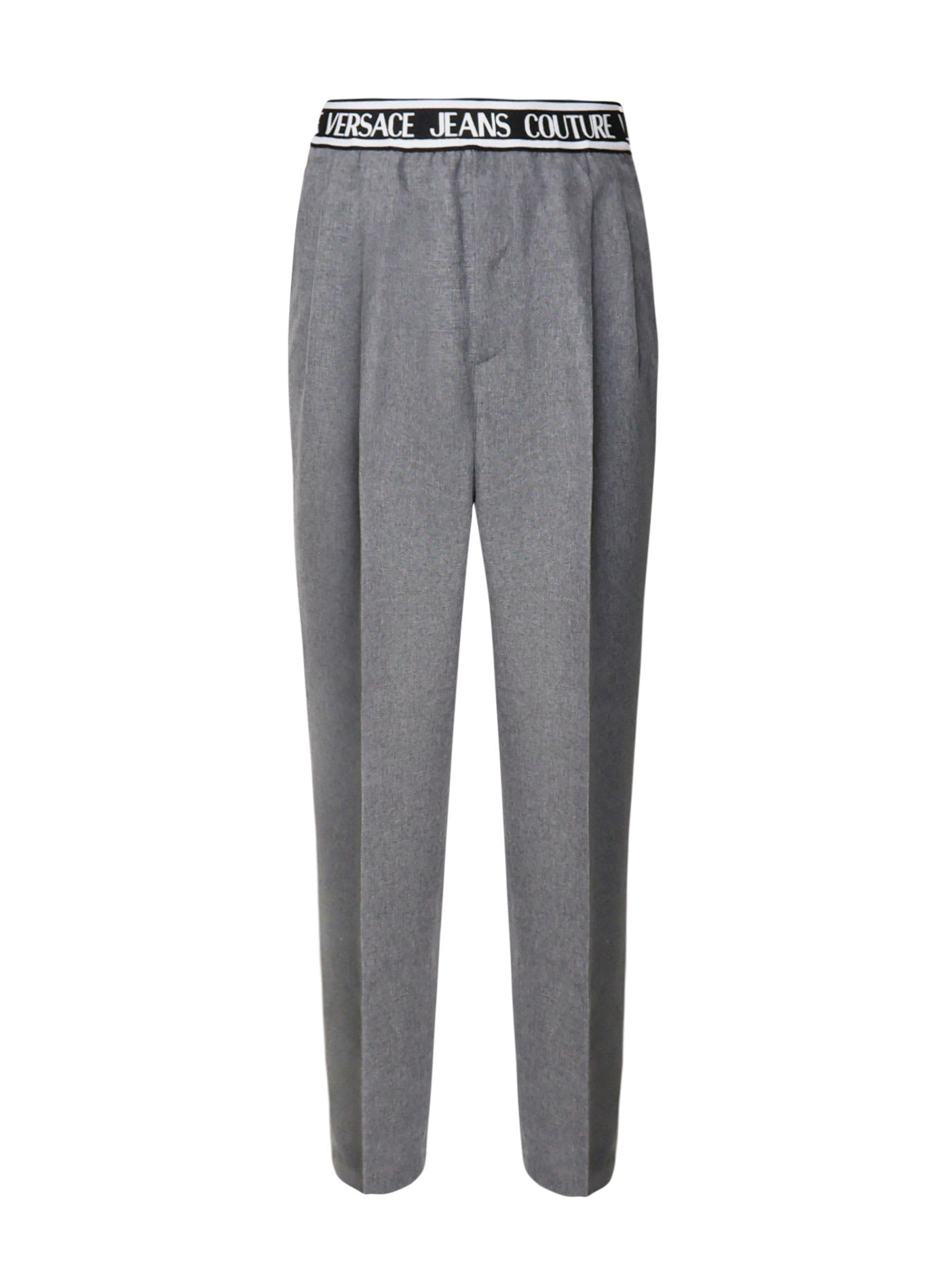 Versace Jeans Couture Elegant Trousers With Elastic Waist In Ice Grey