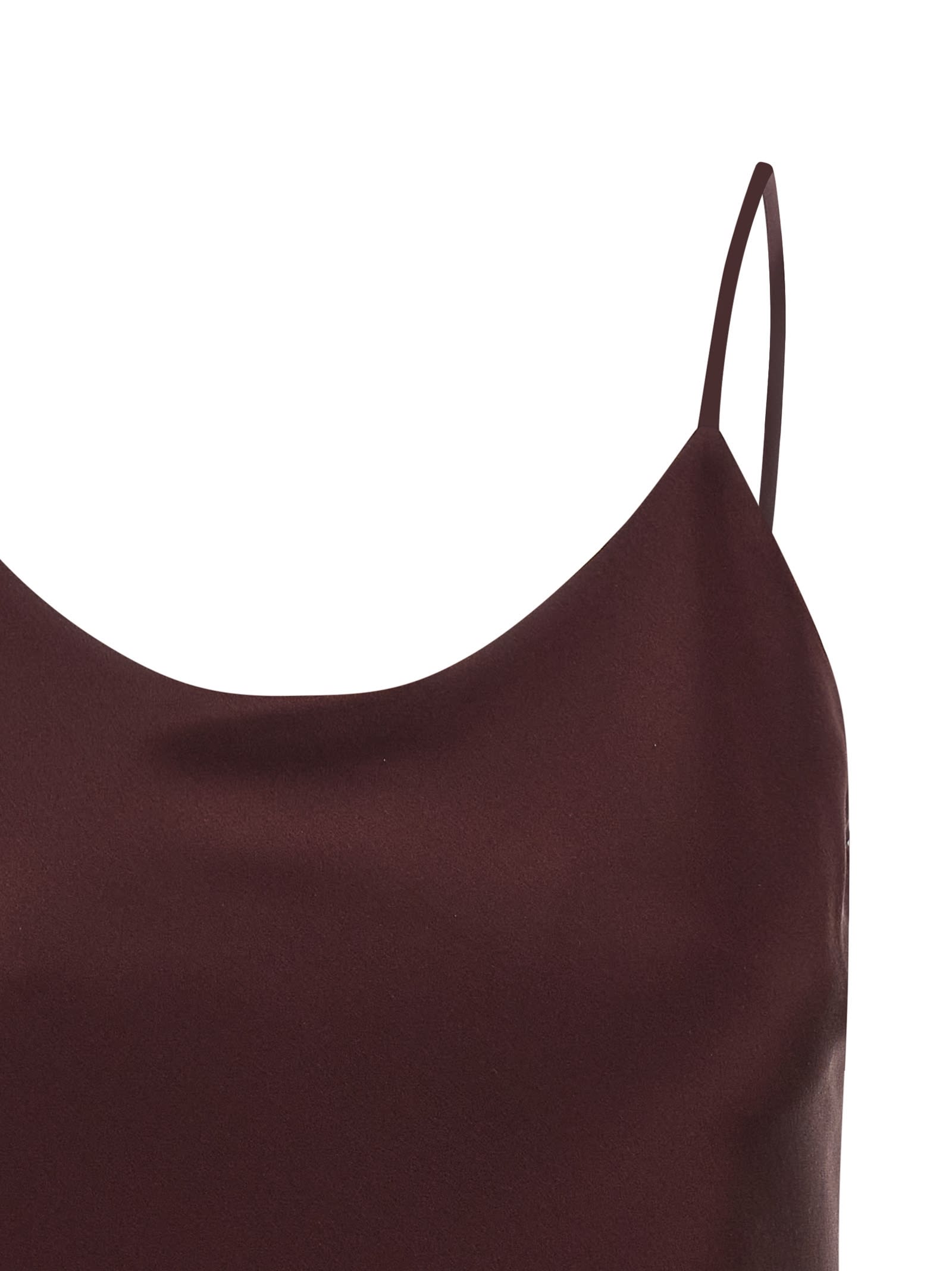 Max Mara Draped Neckline Sleeveless Top With Spaghetti Straps In Brown
