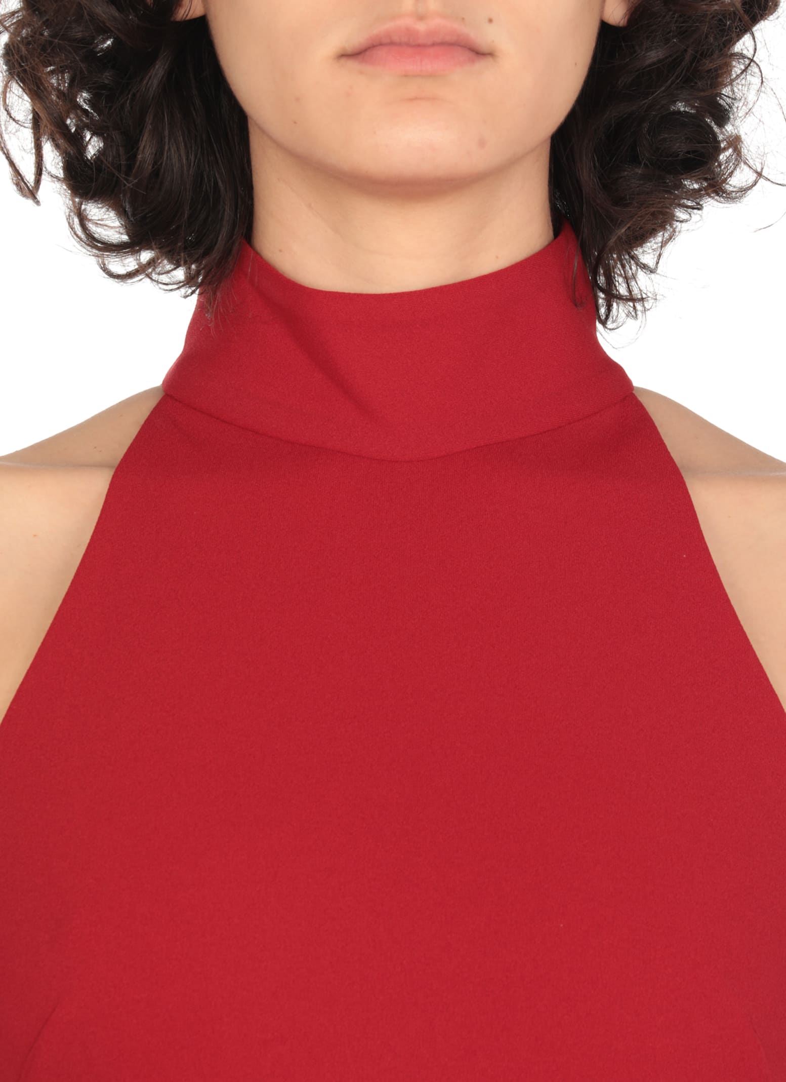 Solace London High Neck Sleeveless Evening Dress In Red