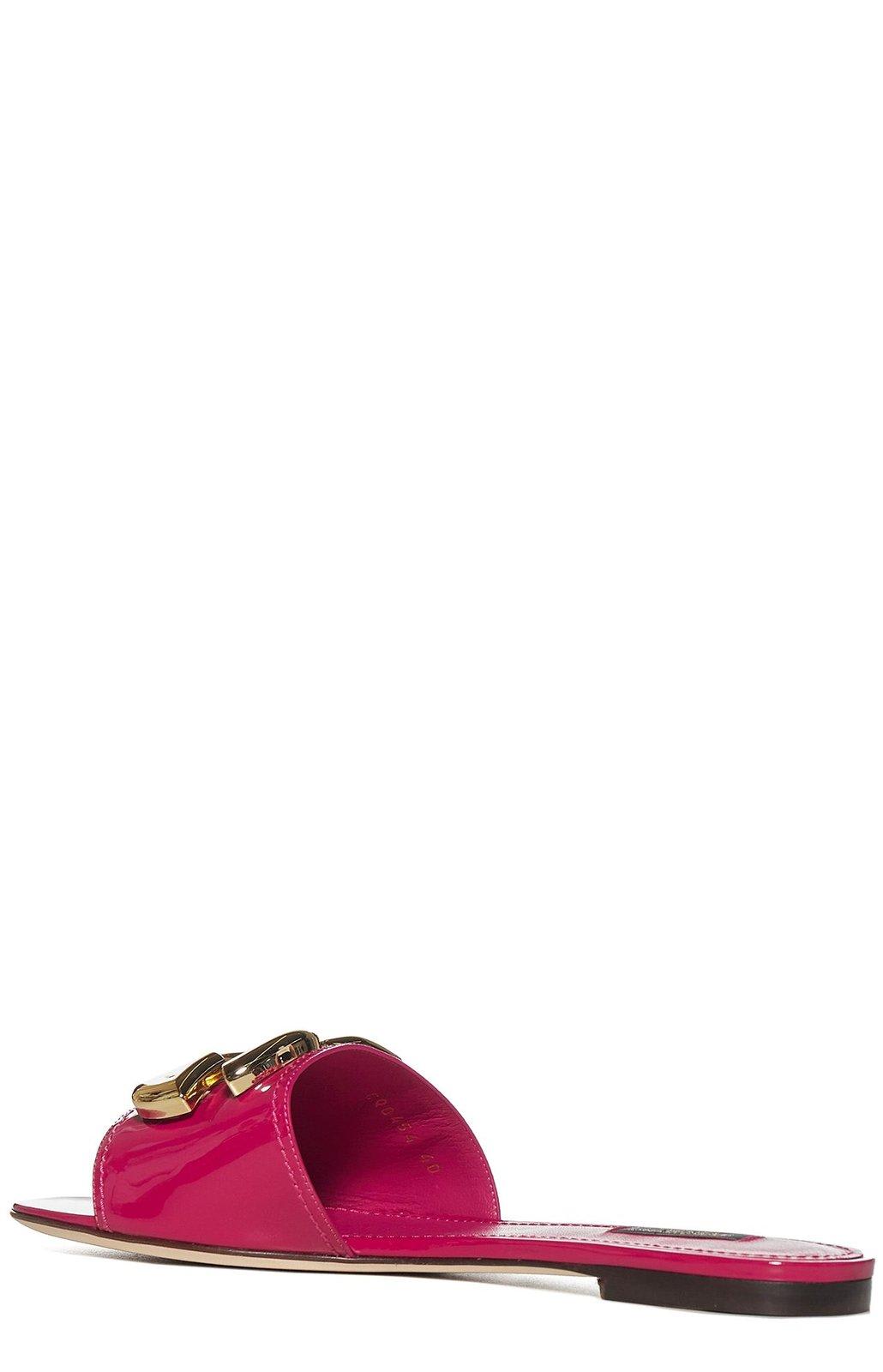 Shop Dolce & Gabbana Dg Logo Plaque Sandals In Fucsia
