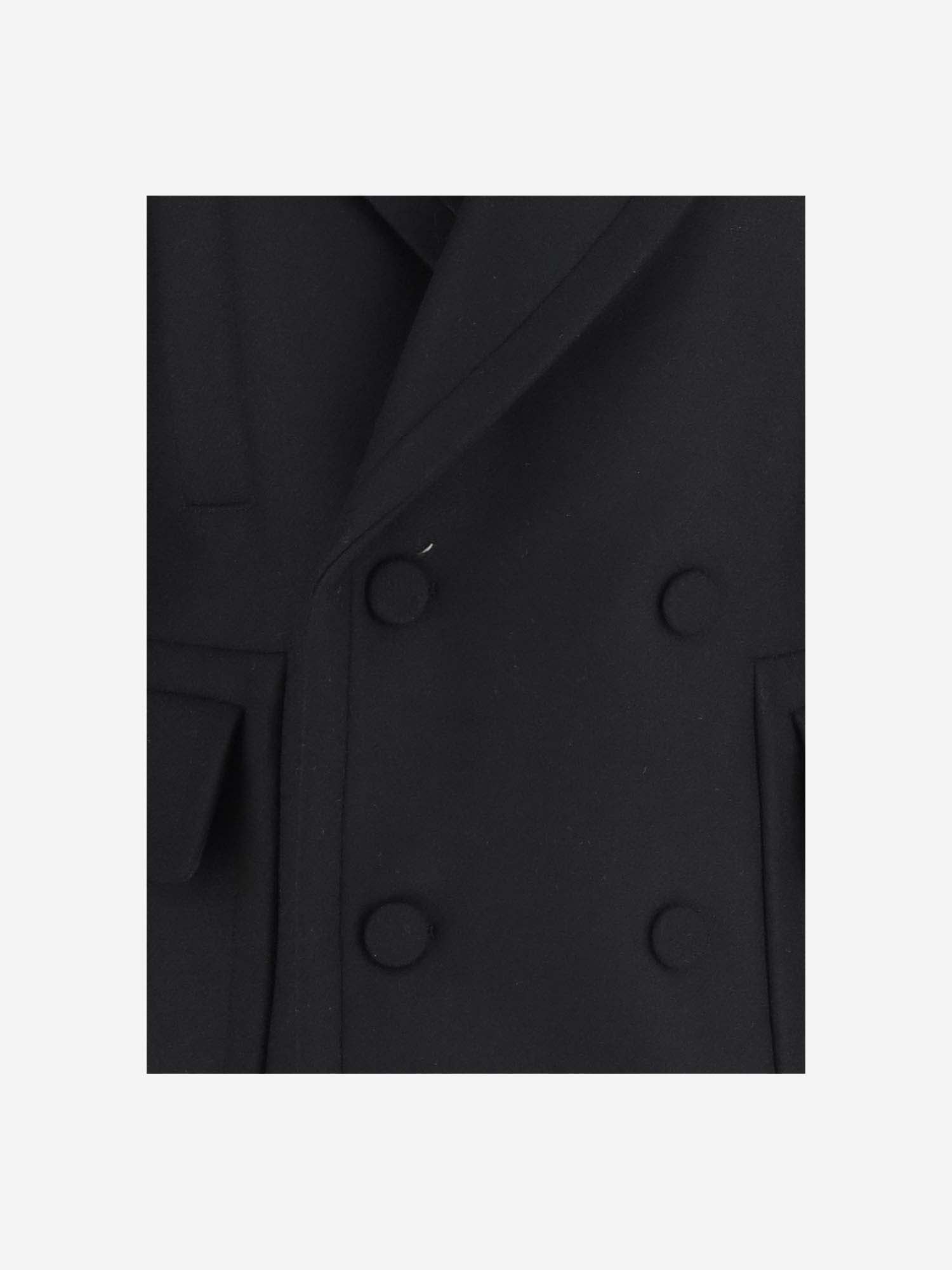 Shop Dries Van Noten Wool Blend Double-breasted Coat In Black