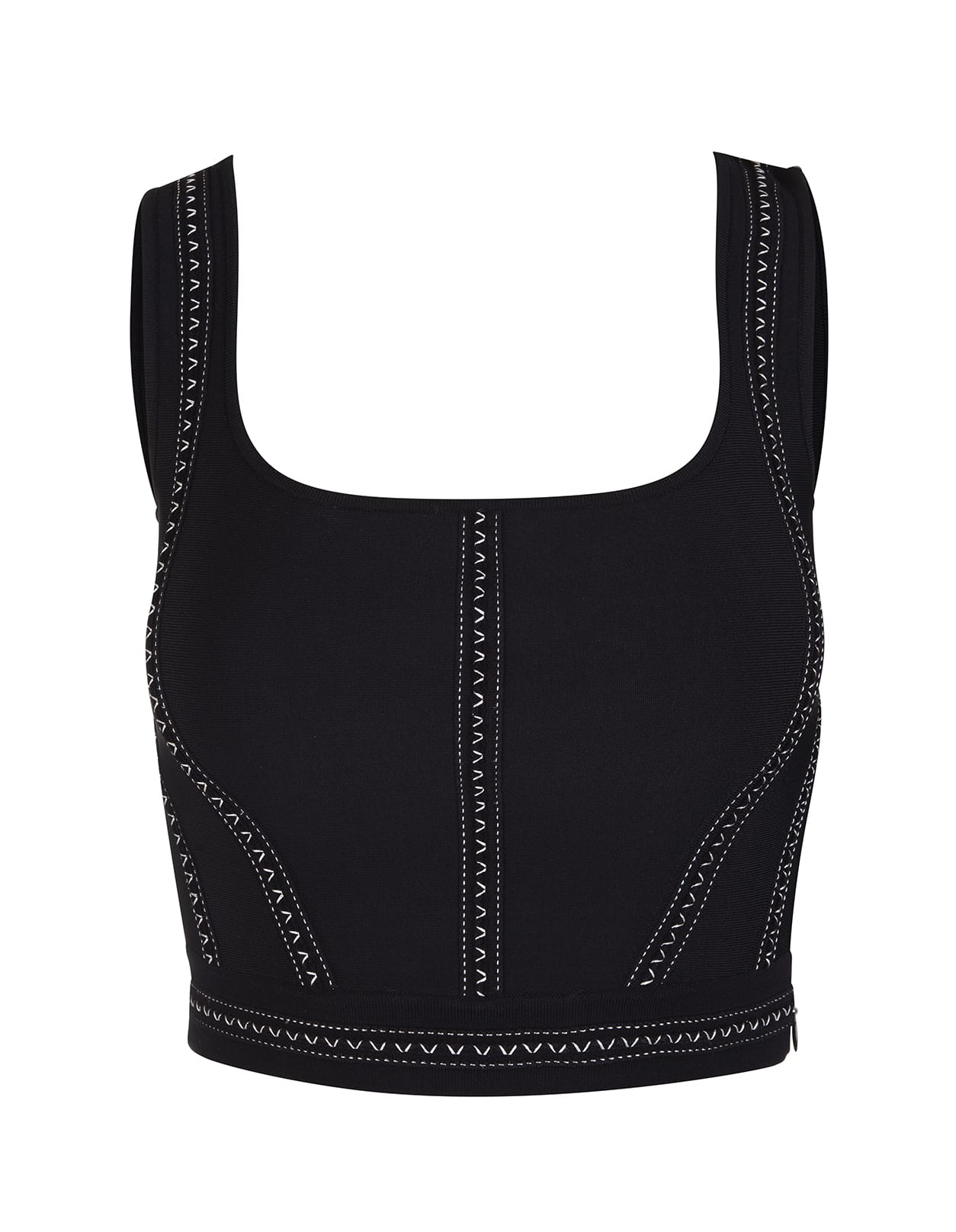 Alexander McQueen Woman Black Top With Contrast Stitching