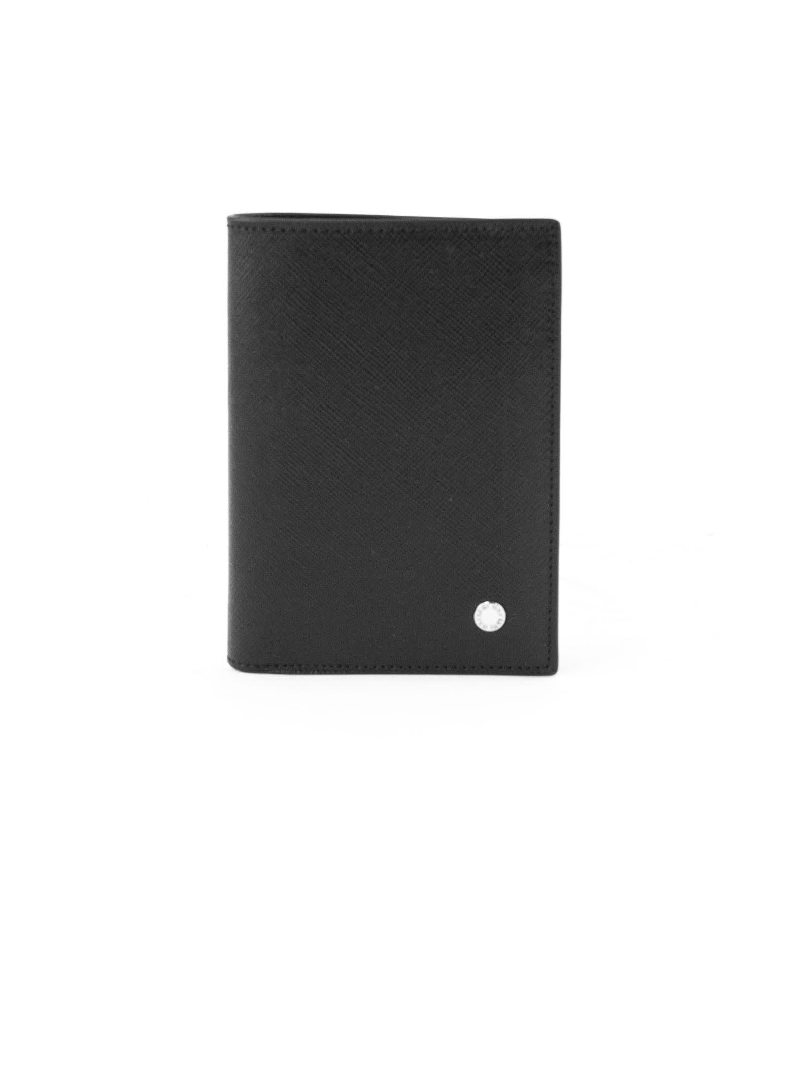 Orciani Black Leather Vertical Wallet