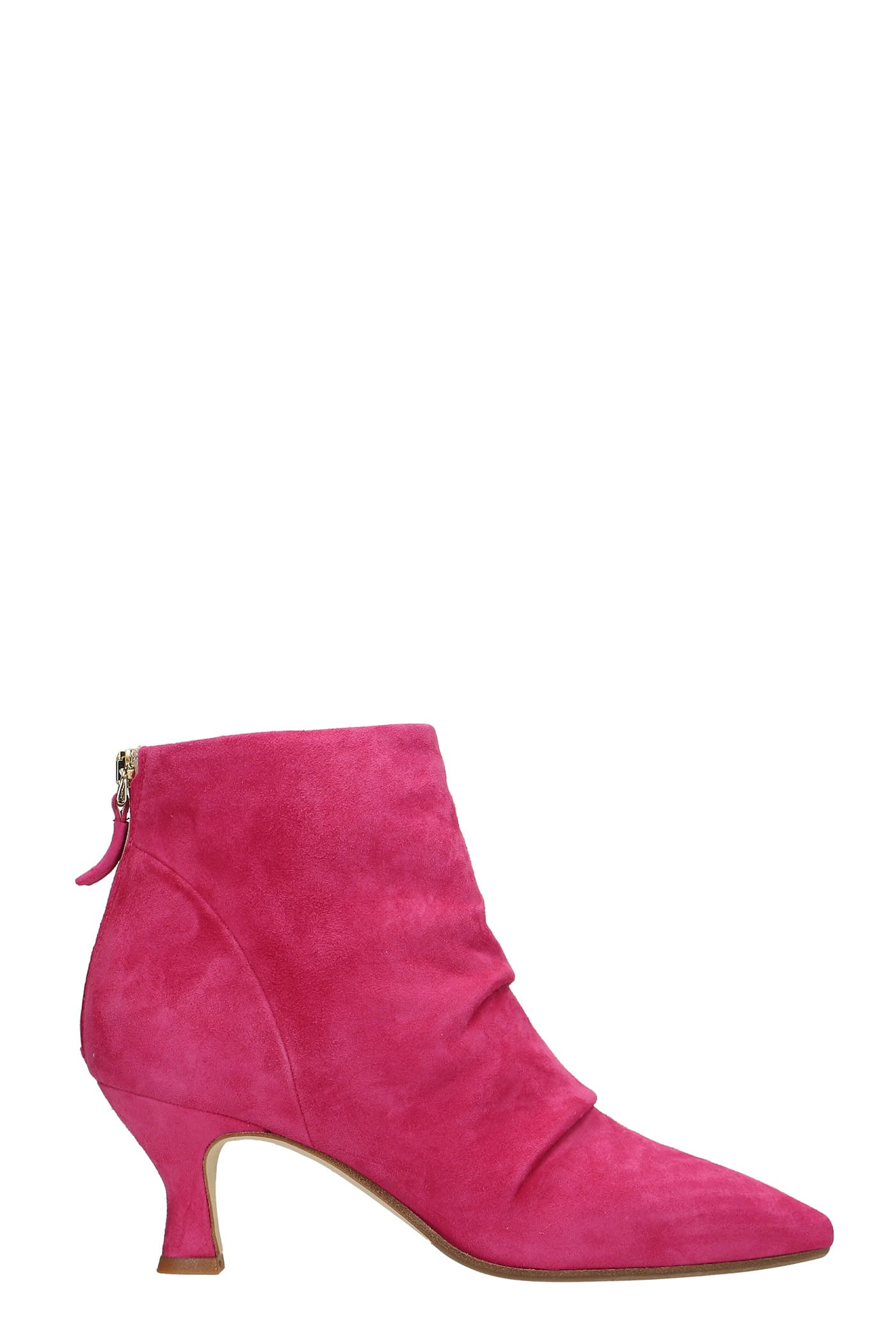 Julie Dee High Heels Ankle Boots In Fuxia Suede