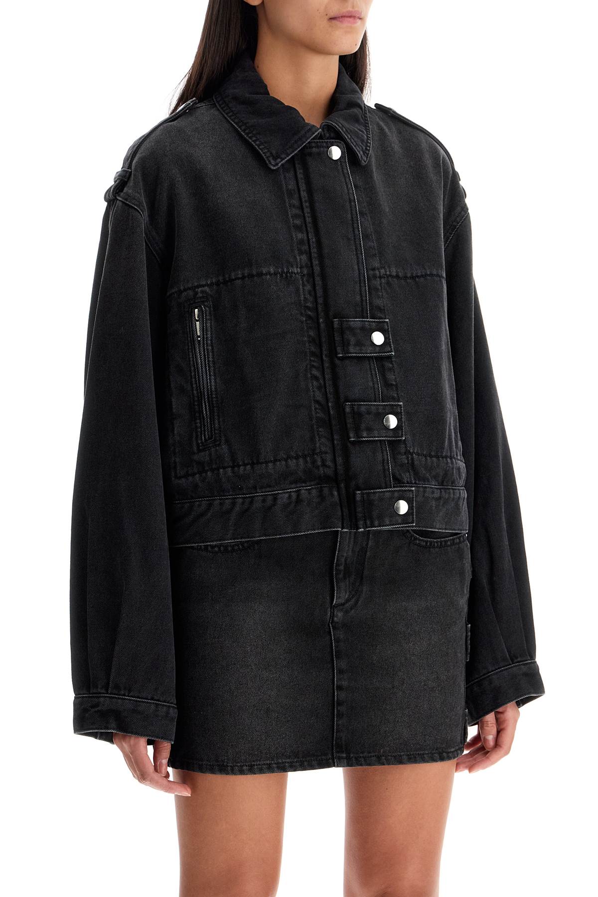 Shop Marant Etoile Julie Denim Jacket In Faded Black (black)