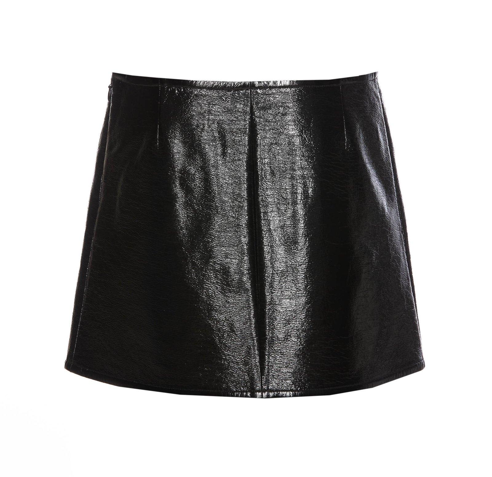 Shop Courrèges Ellipse Vinyl Mini Skirt In Black