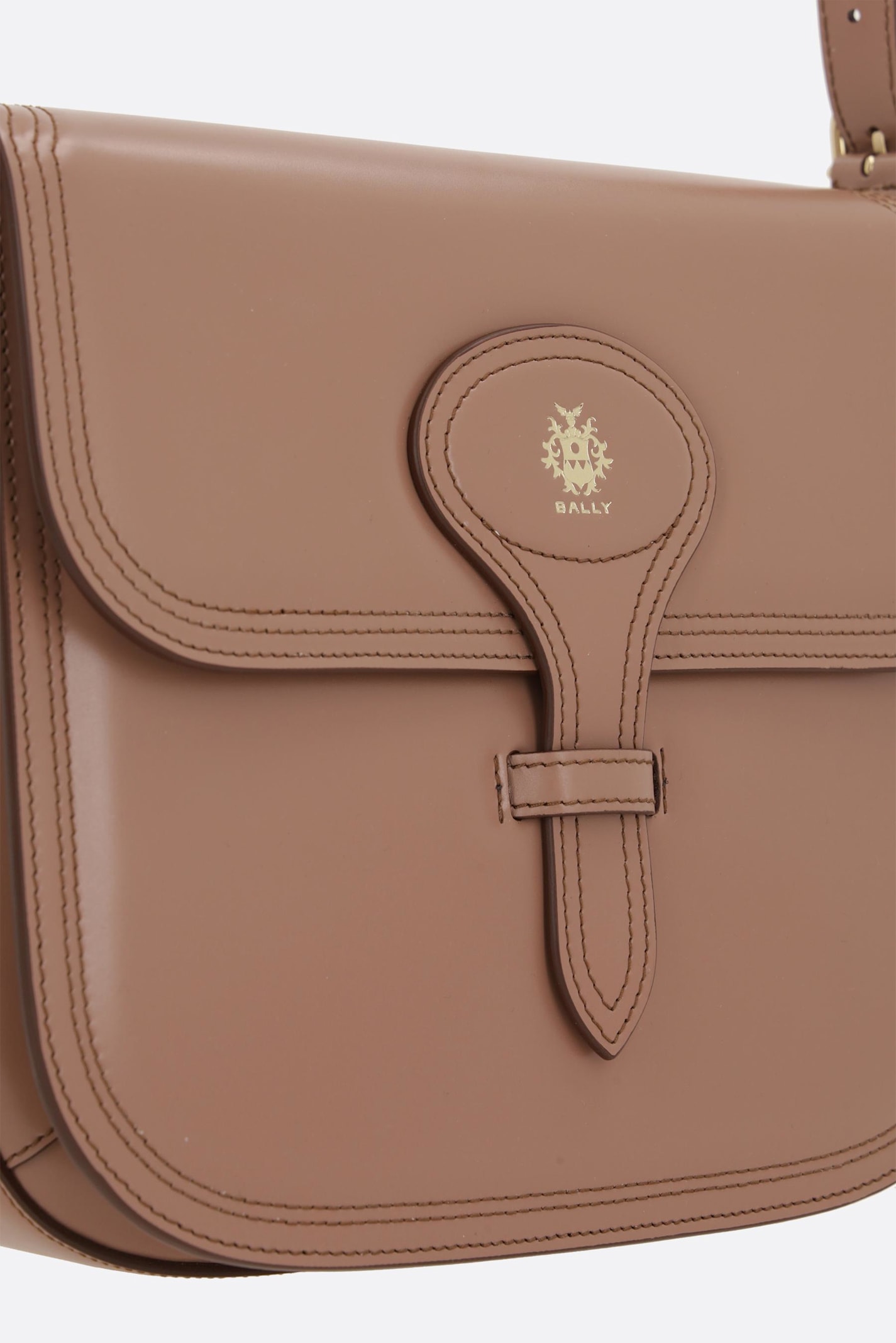Shop Bally Beckett Shoulder Bag In Smooth Leather In Beige