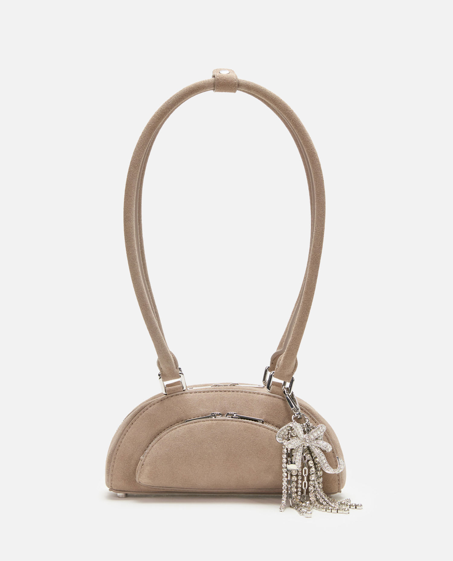 Self-portrait Self Portrait Women Suede Shoulder Bag With Charms In Brown
