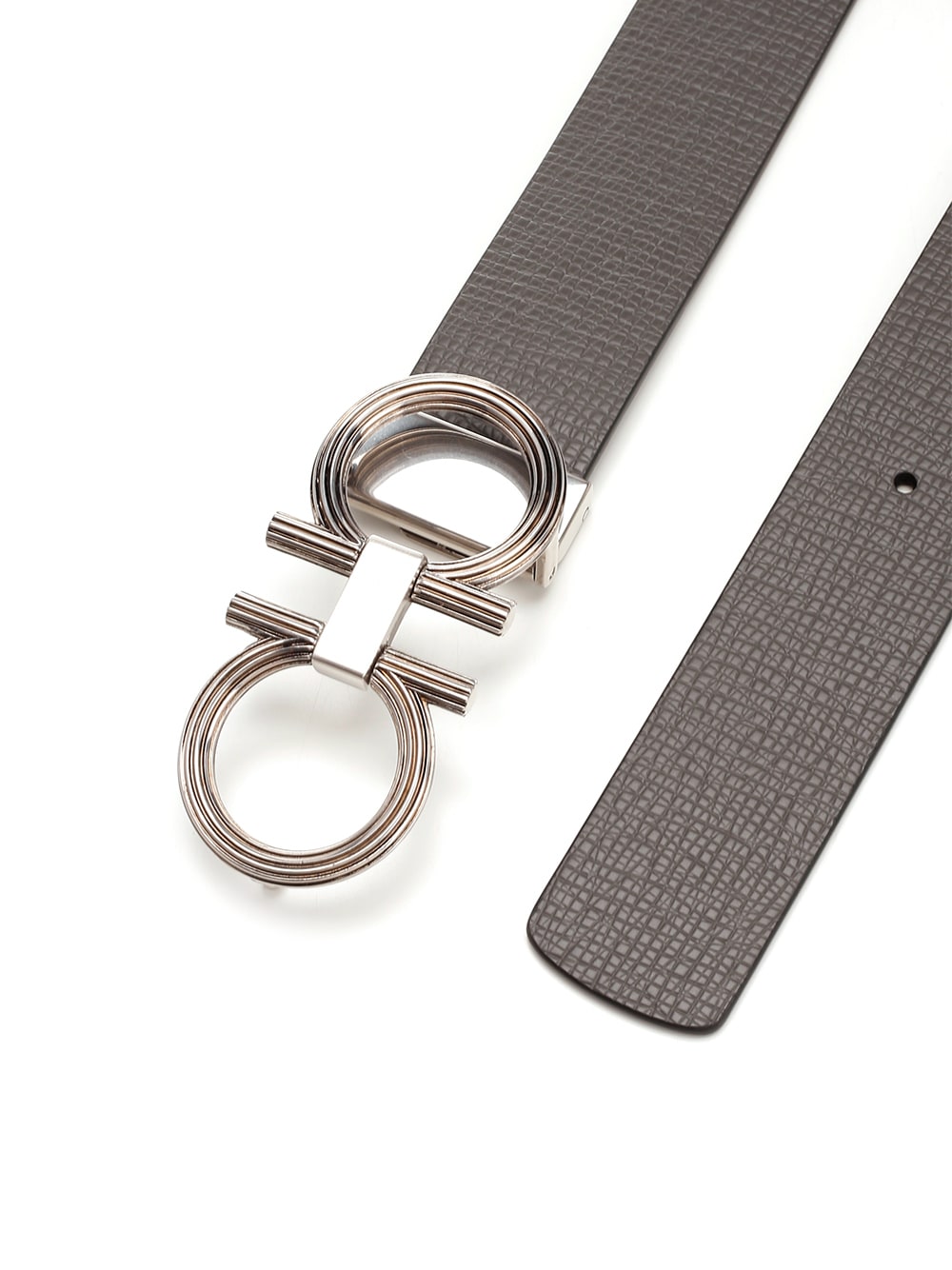 Shop Ferragamo Gancini Buckle Belt In White