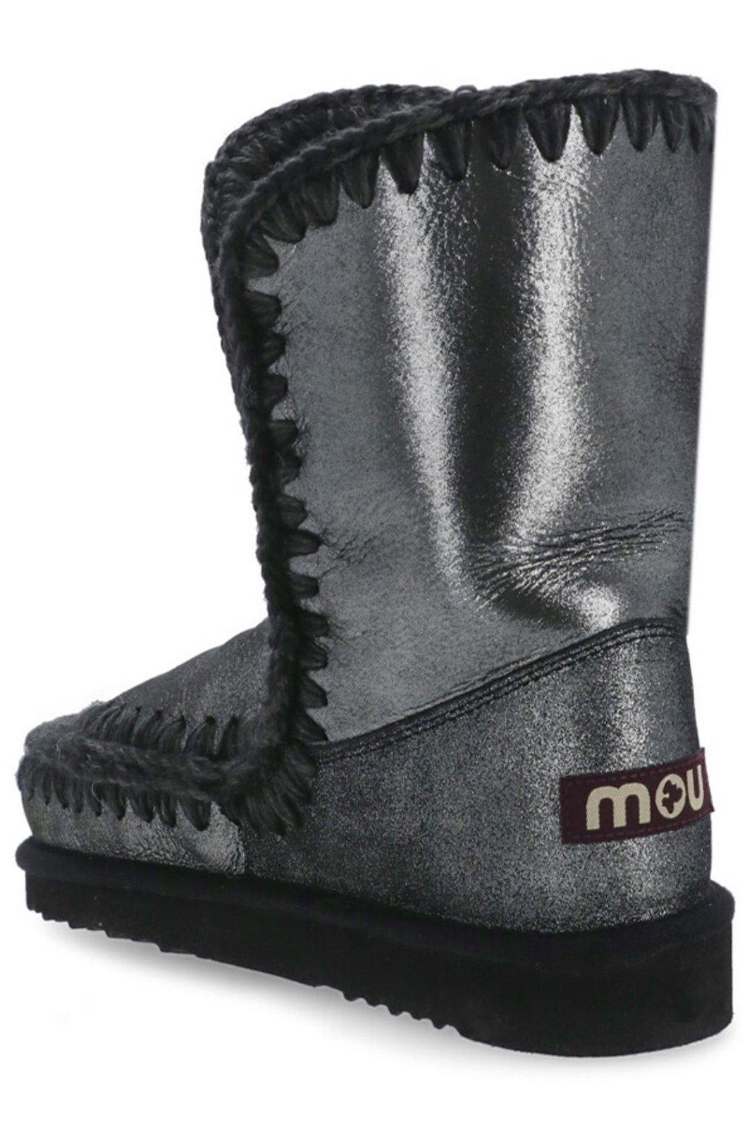 Shop Mou Eskimo 24 Metallic Whipstitch-trim Boots In Black