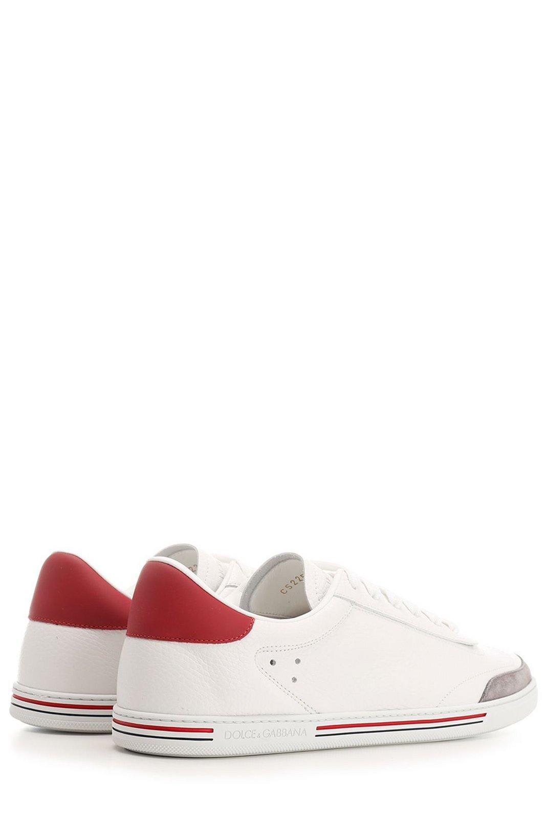 Shop Dolce & Gabbana Stripe-detailed Round Toe Sneakers In Bianco