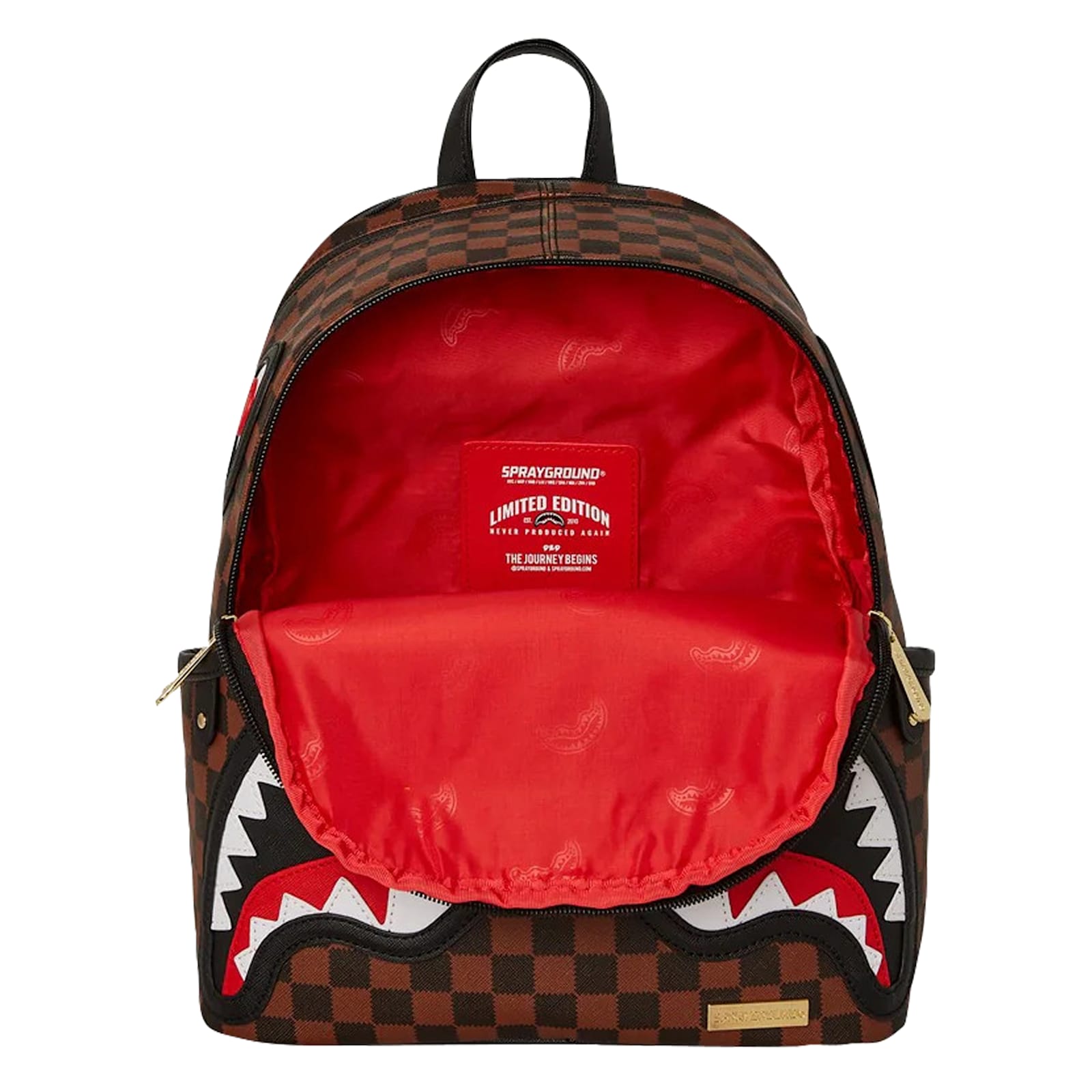 Sprayground Shark-tooth Check-print Backpack In Brown