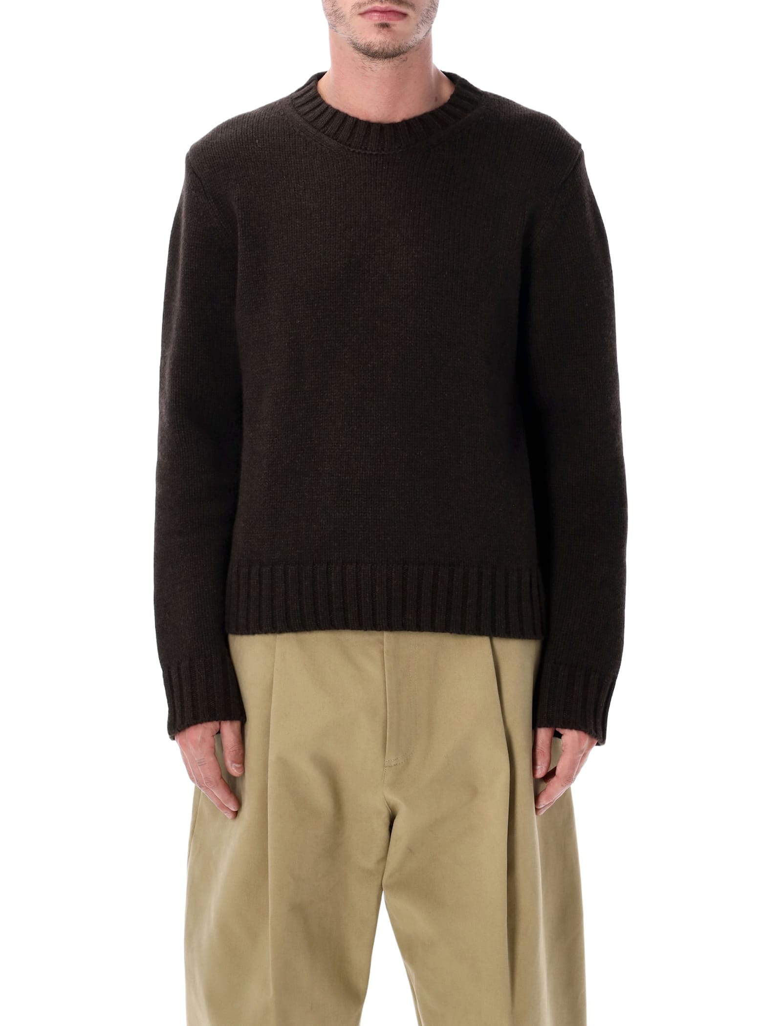 Studio Nicholson Cree Yak And Merino Wool Knit Sweater In Brown