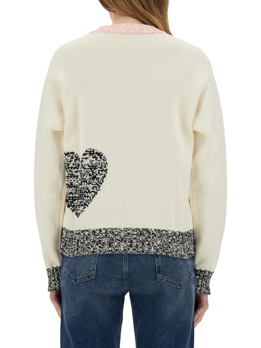 Moschino Cotton And Nylon Pullover Urban In Ivory